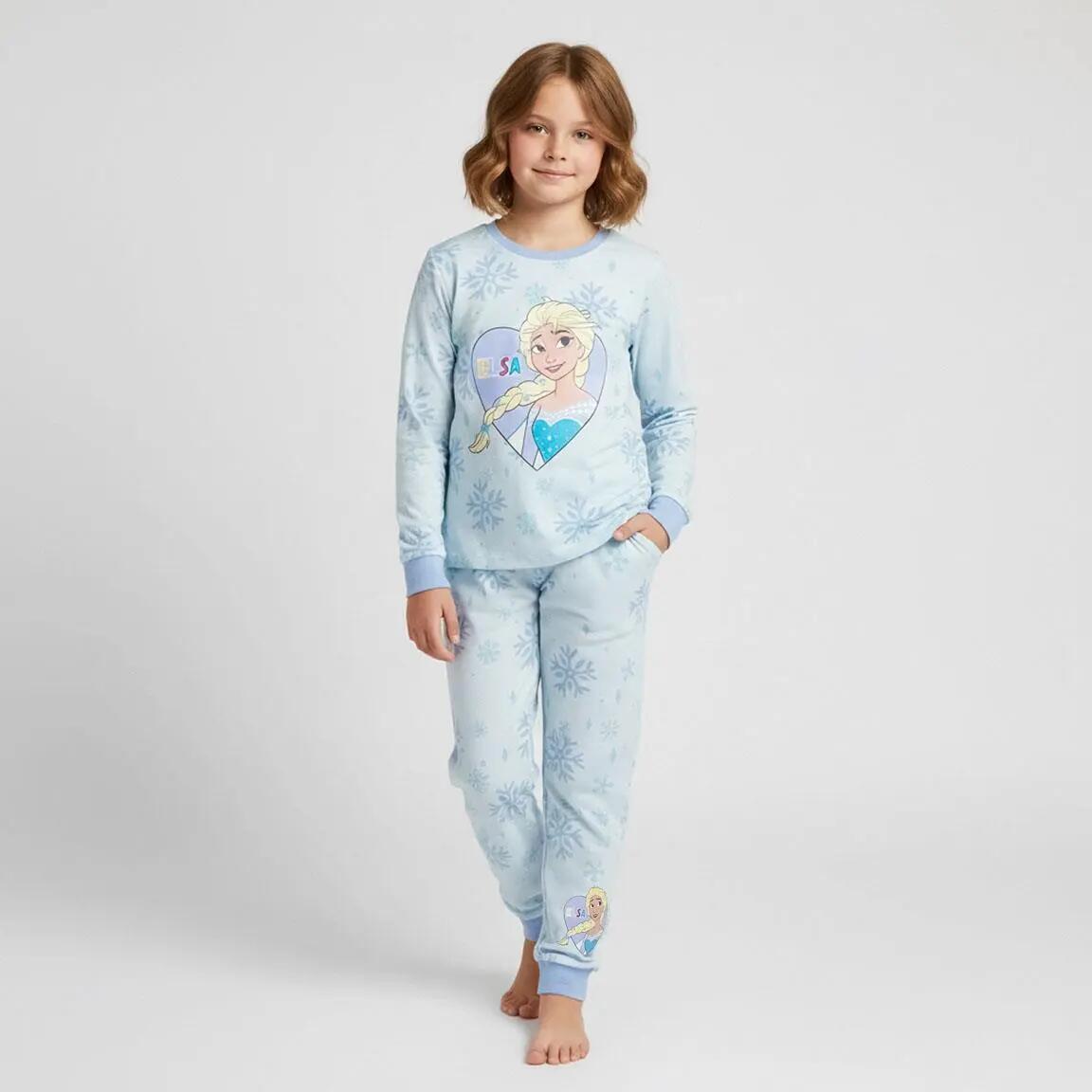 Pijama Largo Infantil Frozen de Dos Piezas de Algodón y Poliéster Azul Claro 4/6