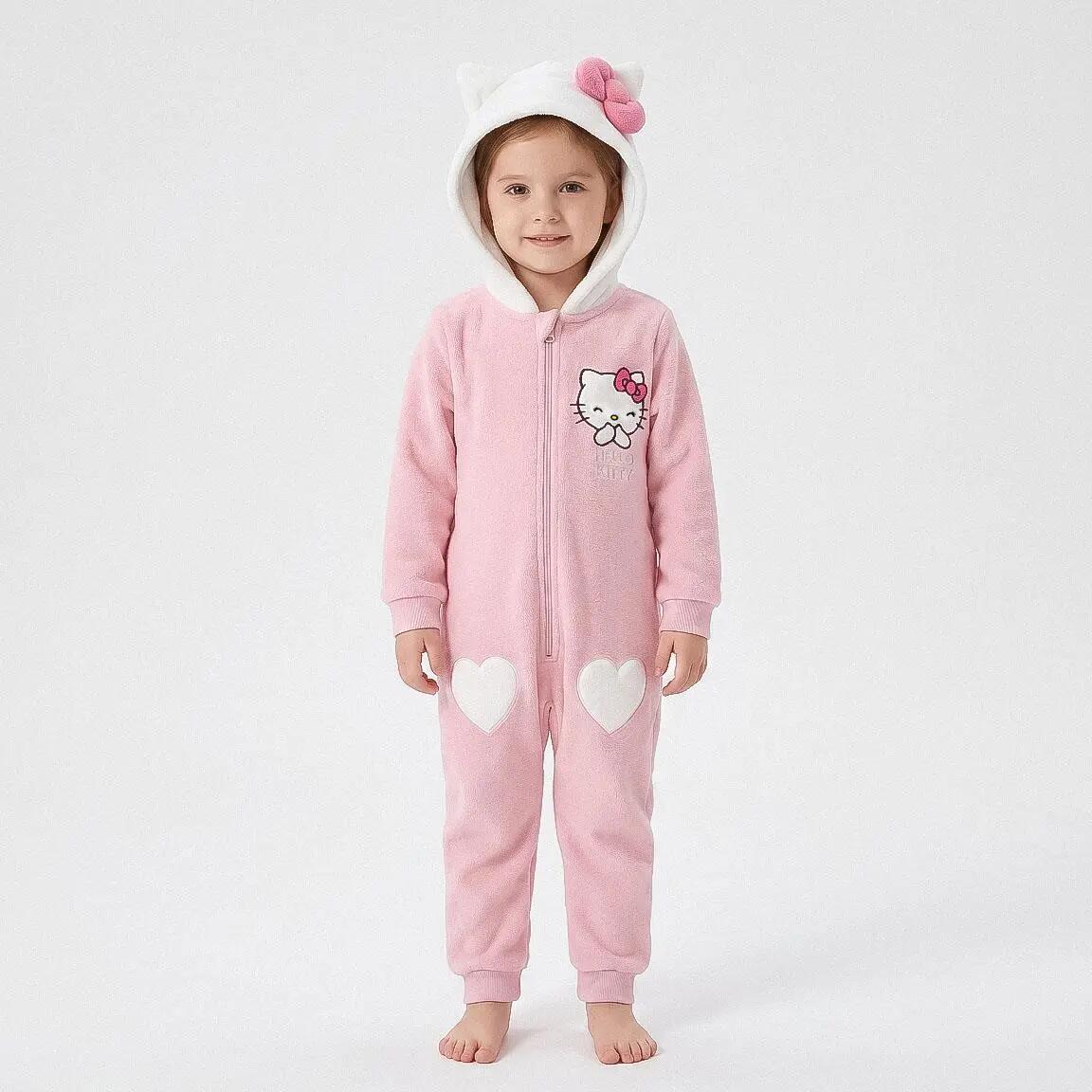 Schlafanzug Lang Kinder Hello Kitty Zweiteilig aus Polyester Hellrosa 4/6