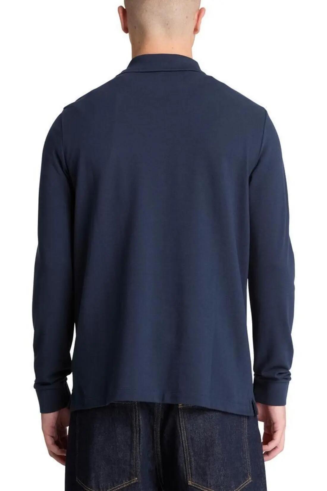Polo - Sport - Homme - Manches longues, 100% coton - bleu foncé 3/3