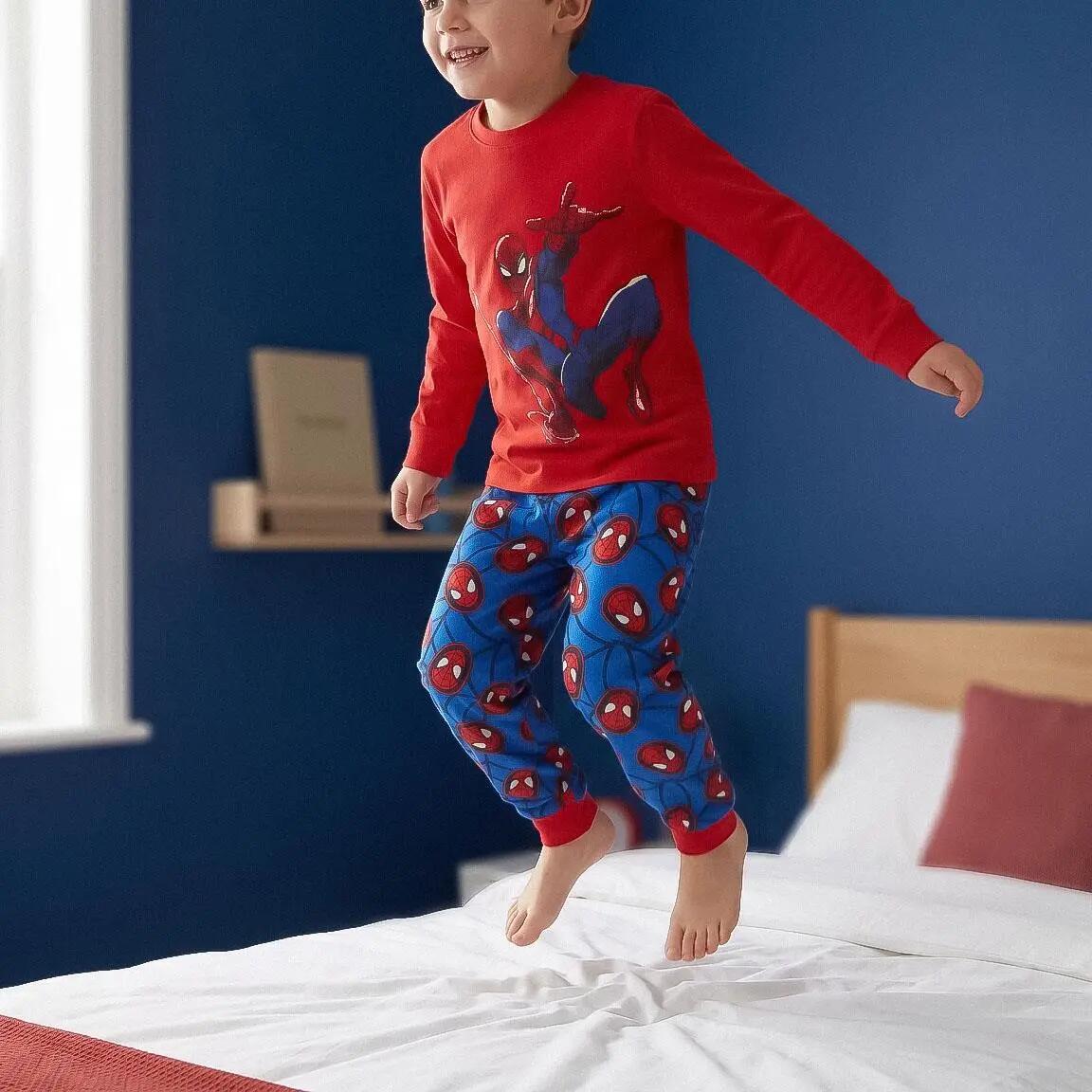 Pyjama Long Enfant Spiderman Deux Pièces en Coton et Polyester Rouge 6/6