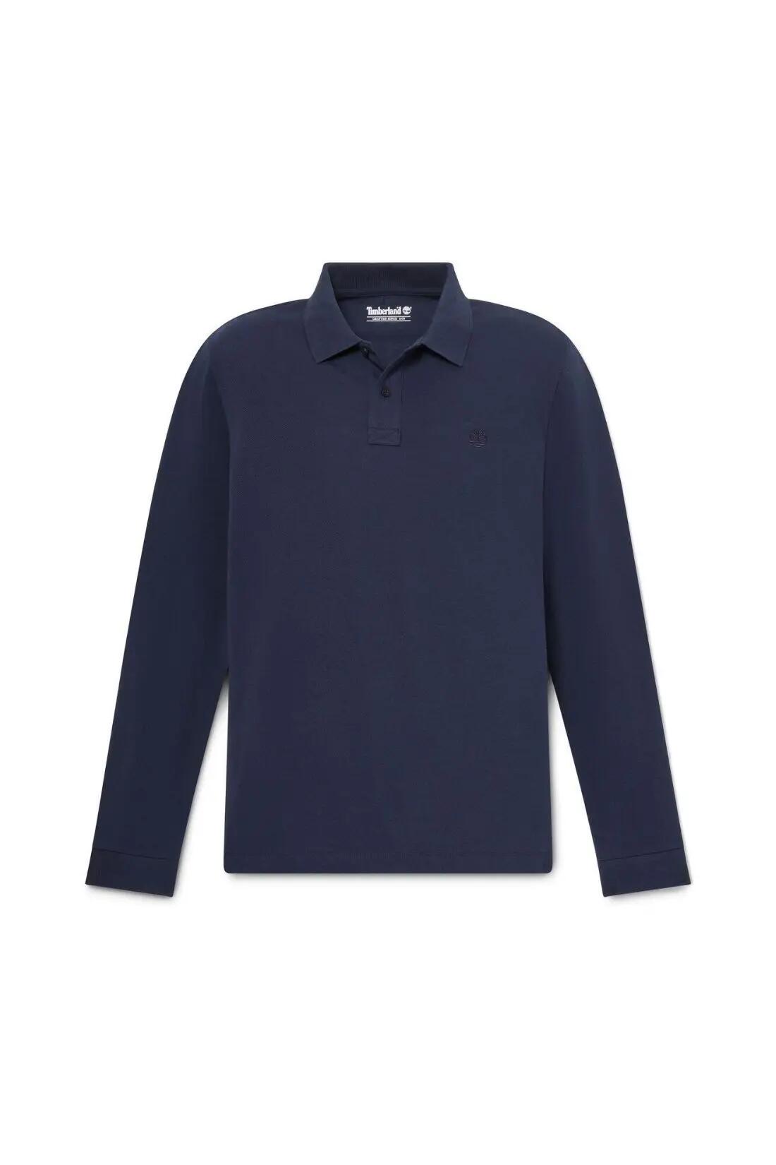 Polo - Sport - Homme - Manches longues, 100% coton - bleu foncé 2/3