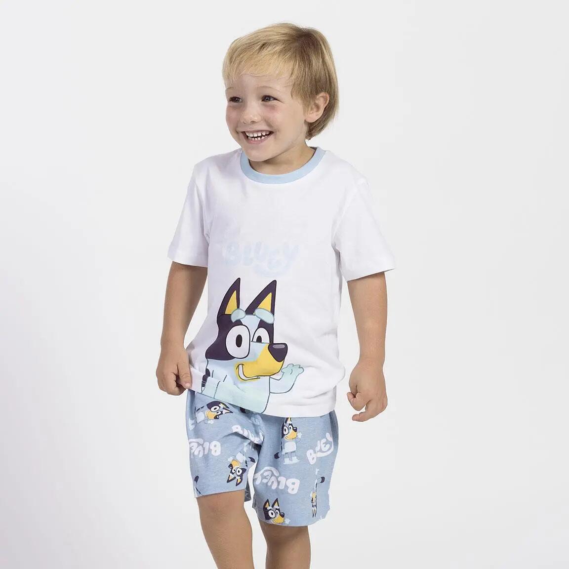 Pyjama Court Enfant Bluey Deux Pièces en Coton Blanc 4/5