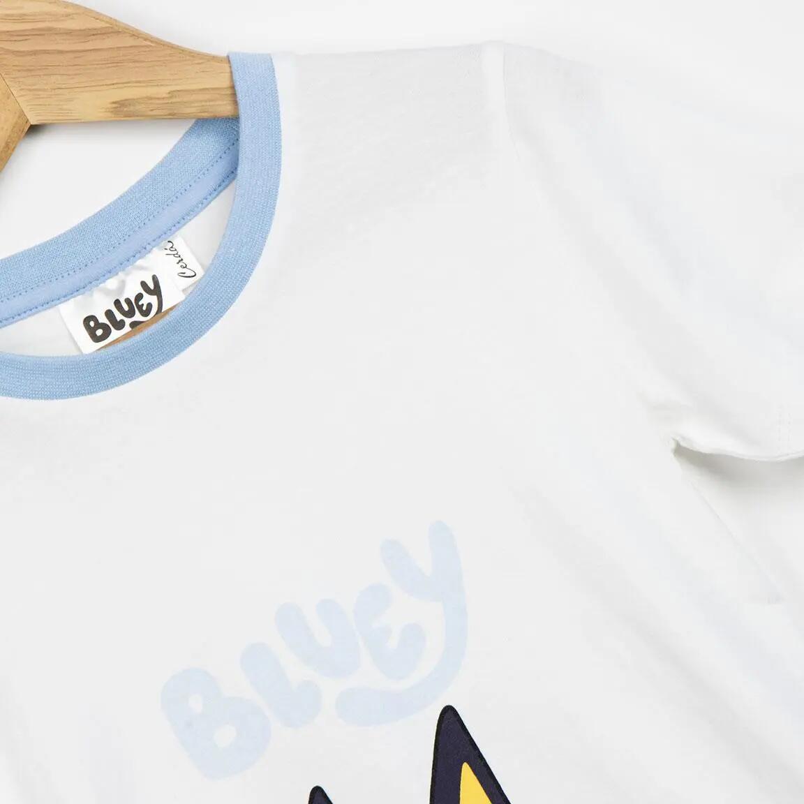 Pyjama Court Enfant Bluey Deux Pièces en Coton Blanc 3/5