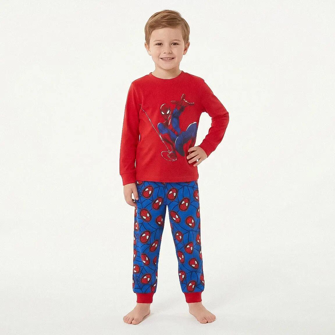 Pyjama Long Enfant Spiderman Deux Pièces en Coton et Polyester Rouge 4/6