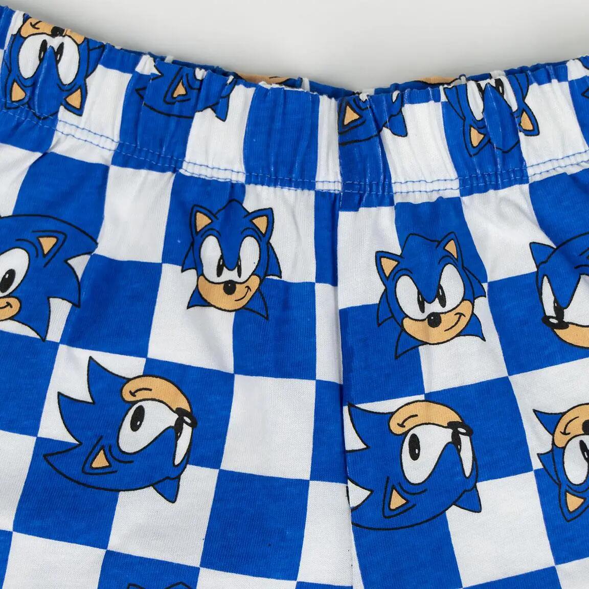 Schlafanzug Kurz Kinder Sonic Zweiteilig aus Baumwolle Blau 3/6