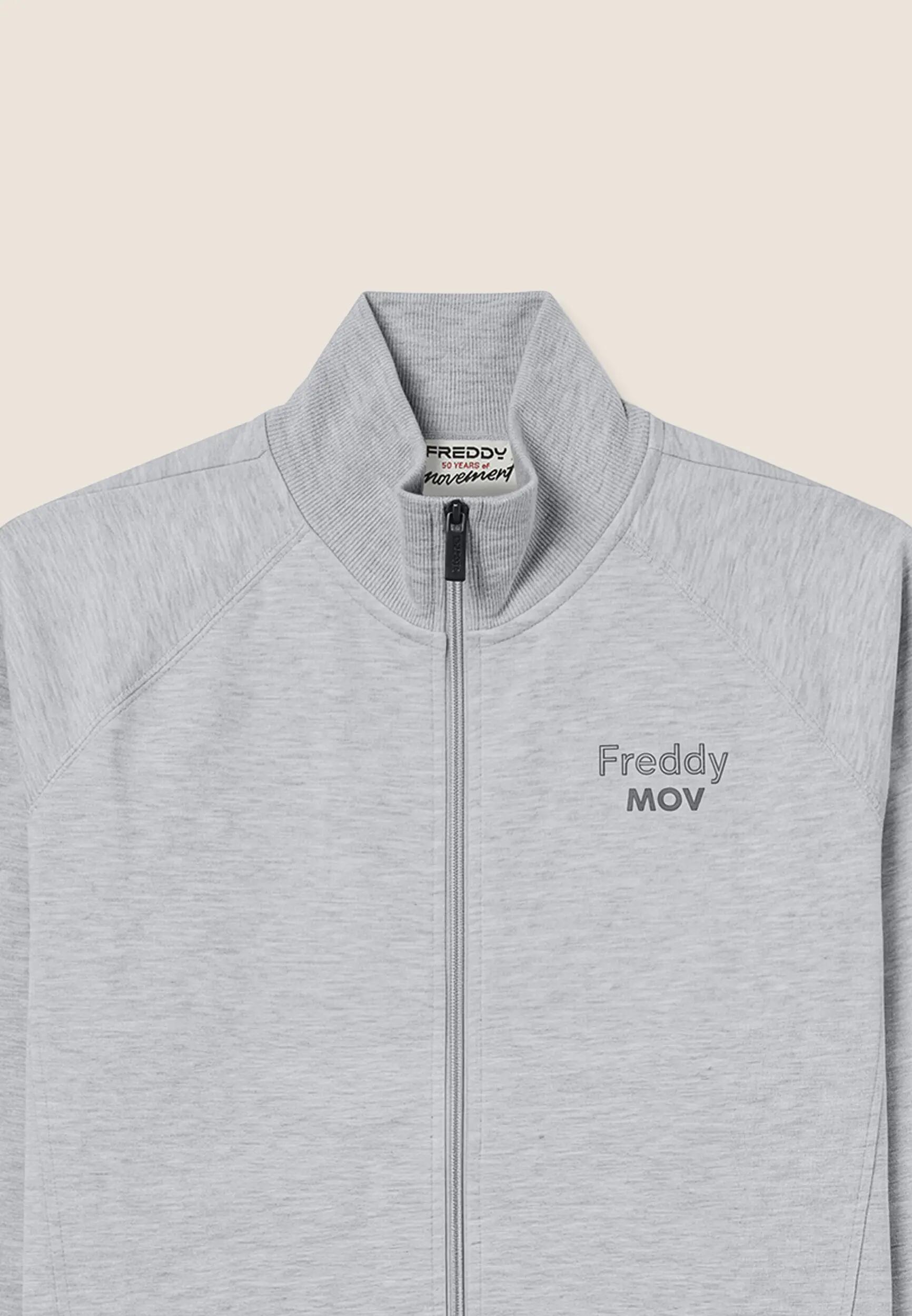 Sweat-shirt coupe carrée et courte pour femmes, à fermeture zippée intégrale, à 3/3