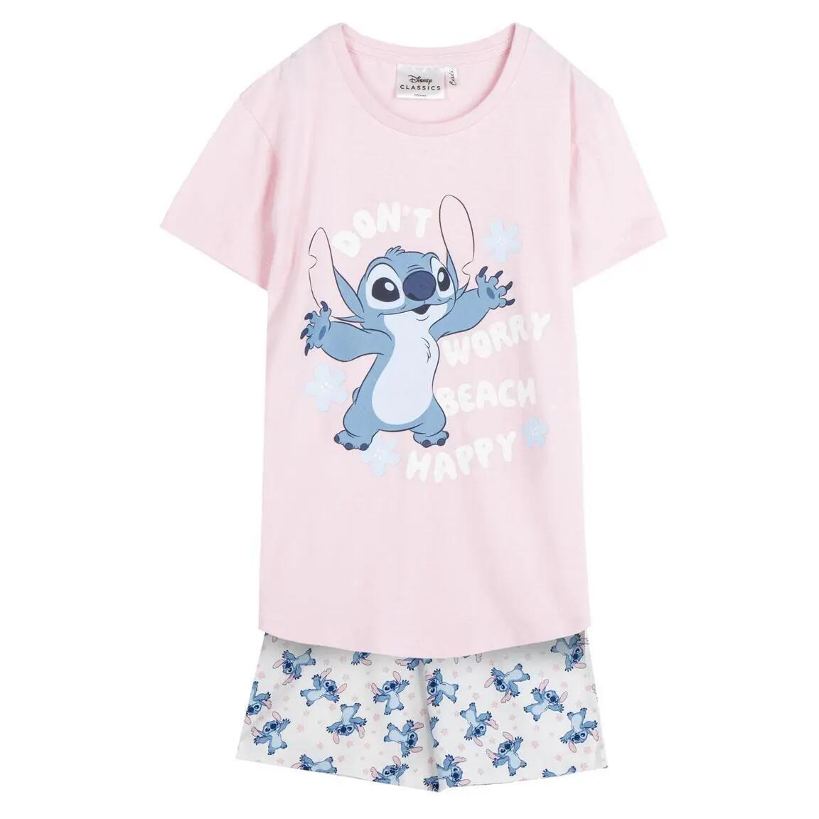 Pyjama Kort Kinder Stitch Tweedelig van Katoen Roze 1/6
