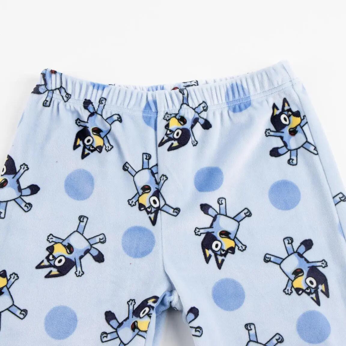 Pijama Comprido Infantil Bluey de Duas Peças de Poliéster Azul Claro 3/3