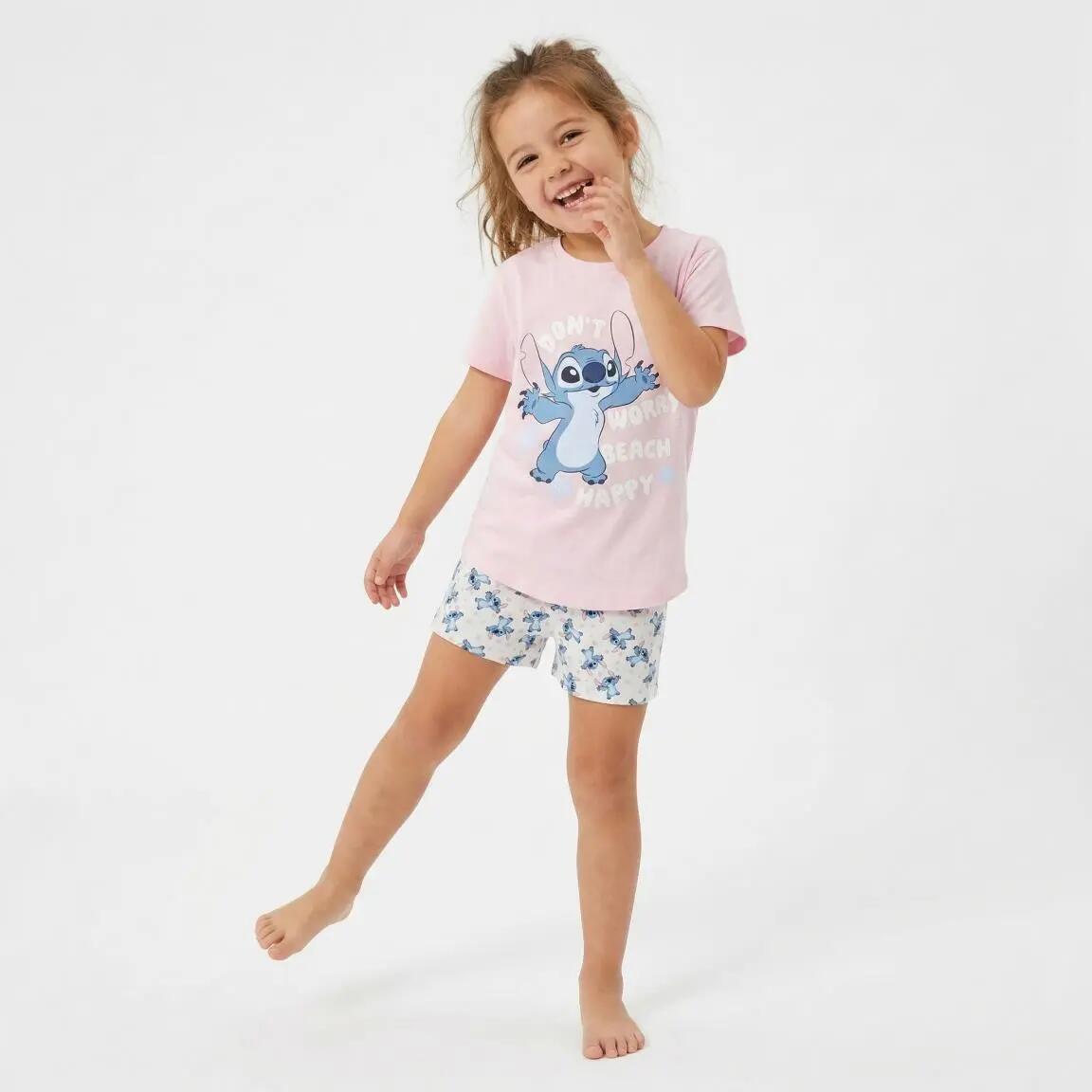 Pyjama Kort Kinder Stitch Tweedelig van Katoen Roze 5/6