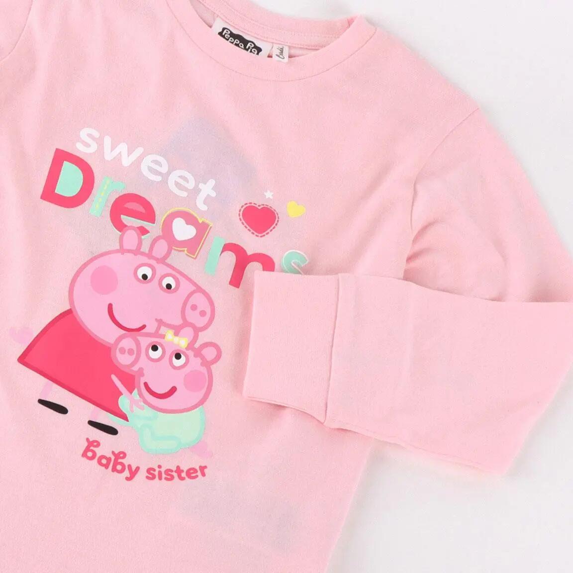 Pyjama Long Enfant Peppa Pig Deux Pièces en Coton et Polyester Rose 3/4