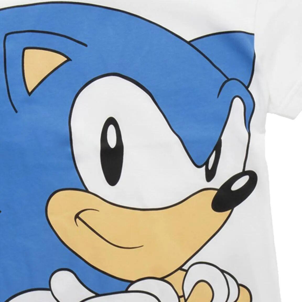 Pyjama Court Enfant Sonic Deux Pièces en Coton Blanc 3/6