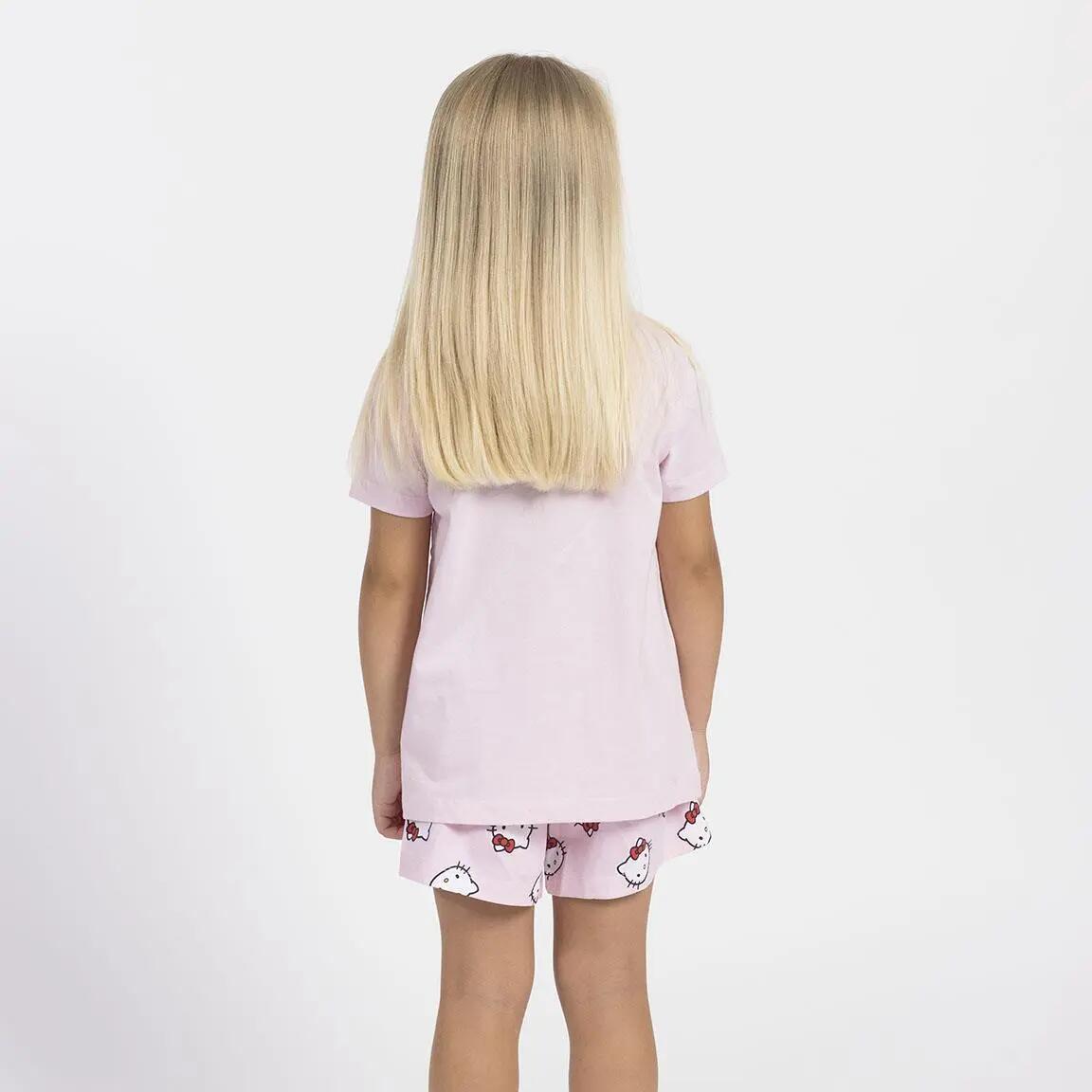 Pijama Corto Infantil Hello Kitty de Dos Piezas de Algodón Rosa 4/6