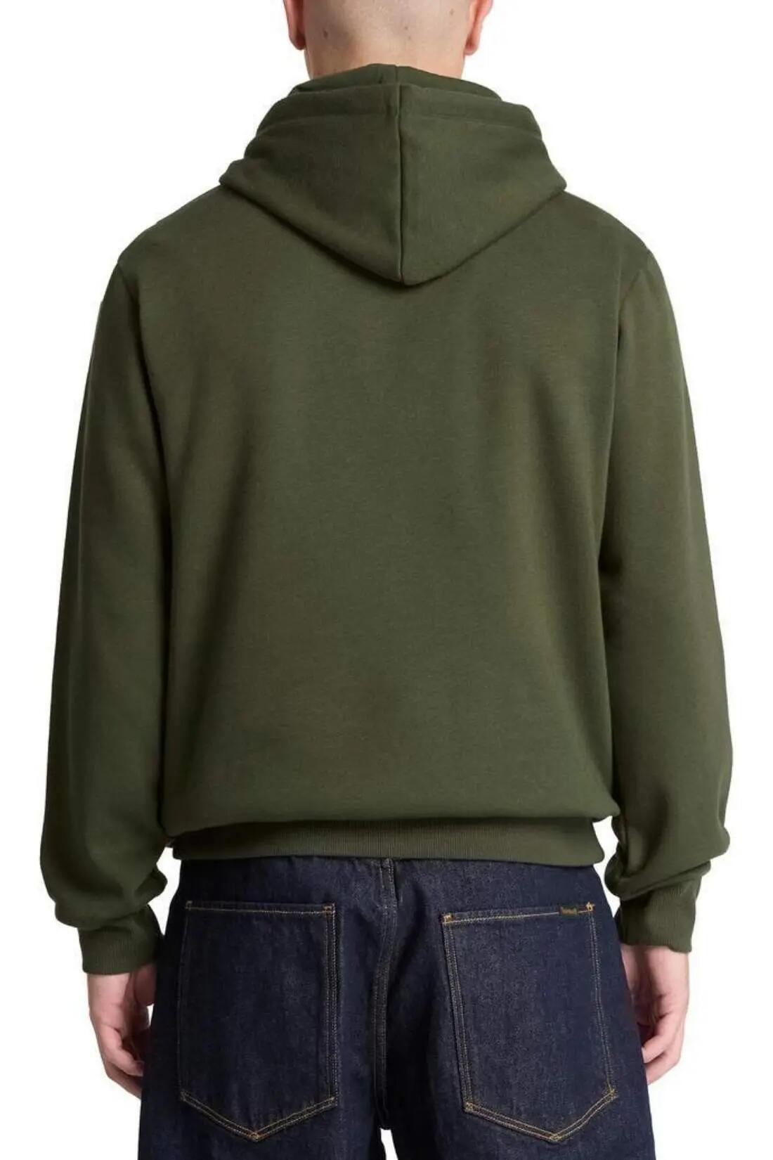 Sweatshirt - Heren - Hoodie, regular, kangoeroezak - Donkergroen 3/3