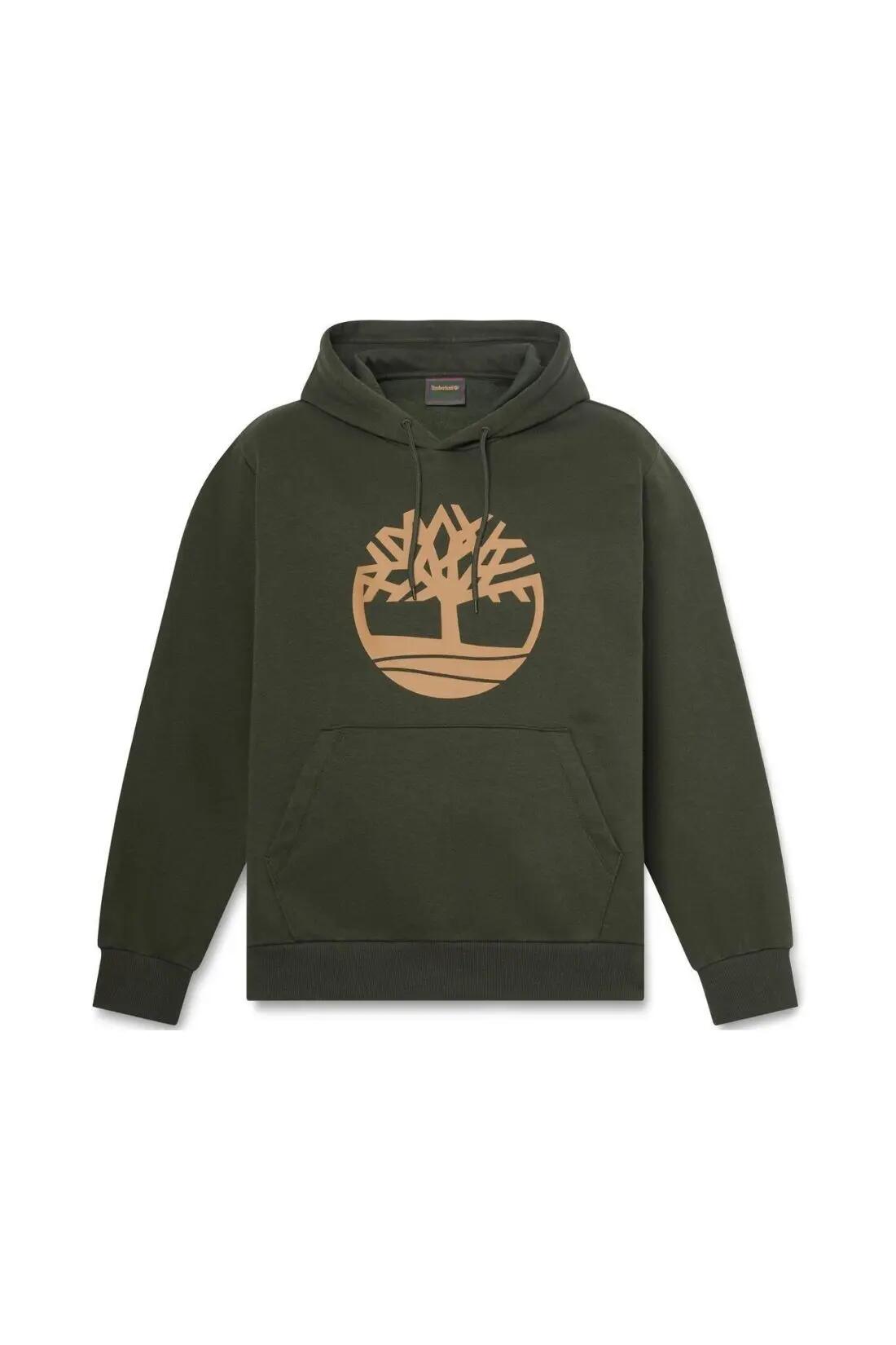 Sweatshirt - Heren - Hoodie, regular, kangoeroezak - Donkergroen 2/3