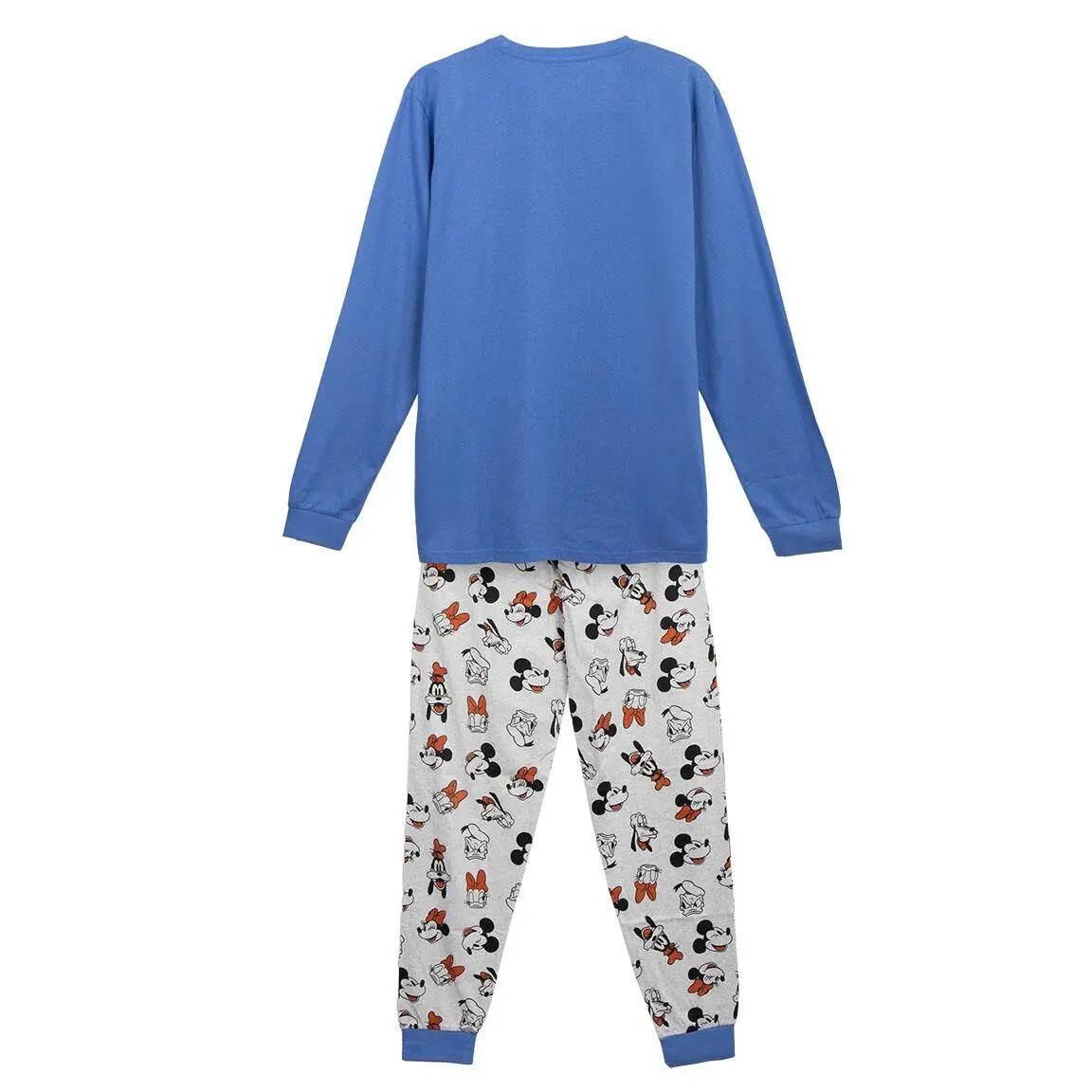 Pyjama Lang Volwassenen Mickey Tweedelig van Katoen Blauw 2/2