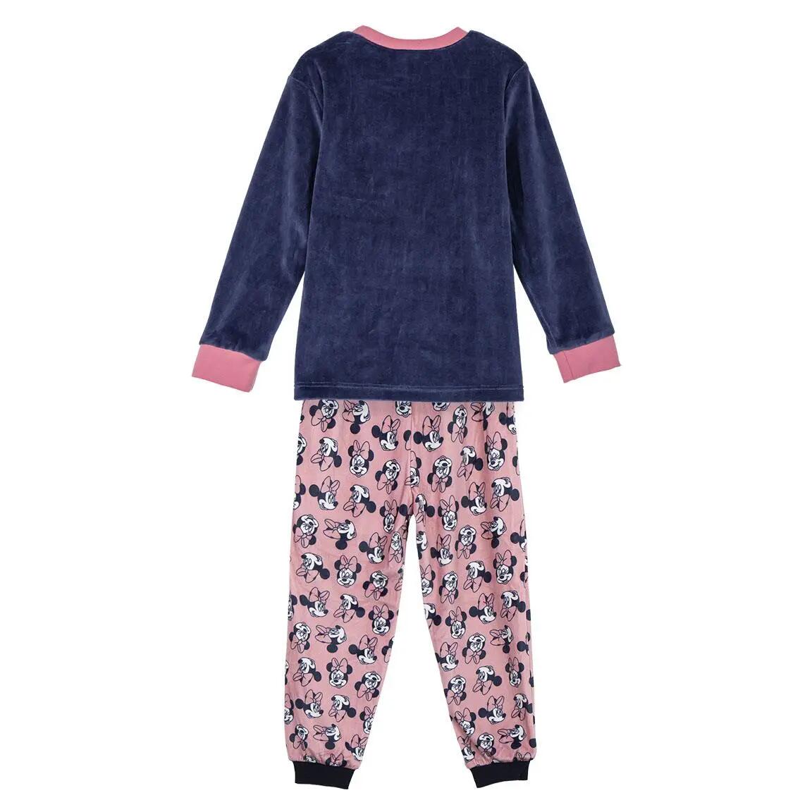 Pigiama Lungo Bambino Minnie Due Pezzi in Poliestere Blu Navy 2/3