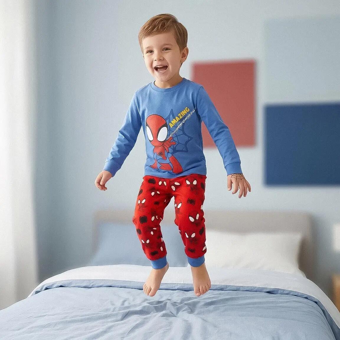 Pyjama Long Enfant Spidey Deux Pièces en Coton et Polyester Bleu 6/6