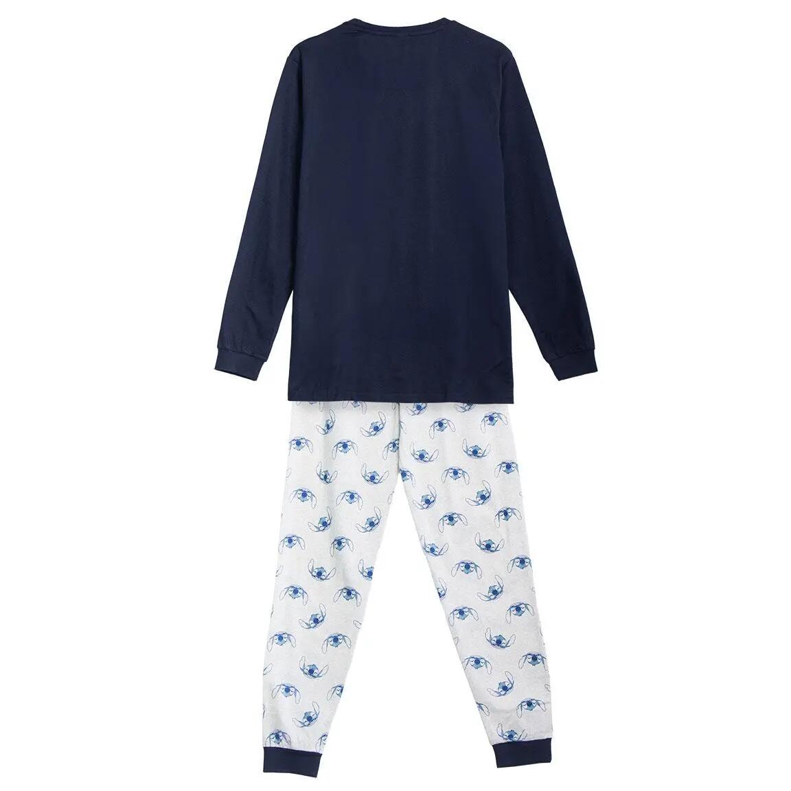 Pyjama Lang Volwassenen Stitch Tweedelig van Katoen Blauw 2/3