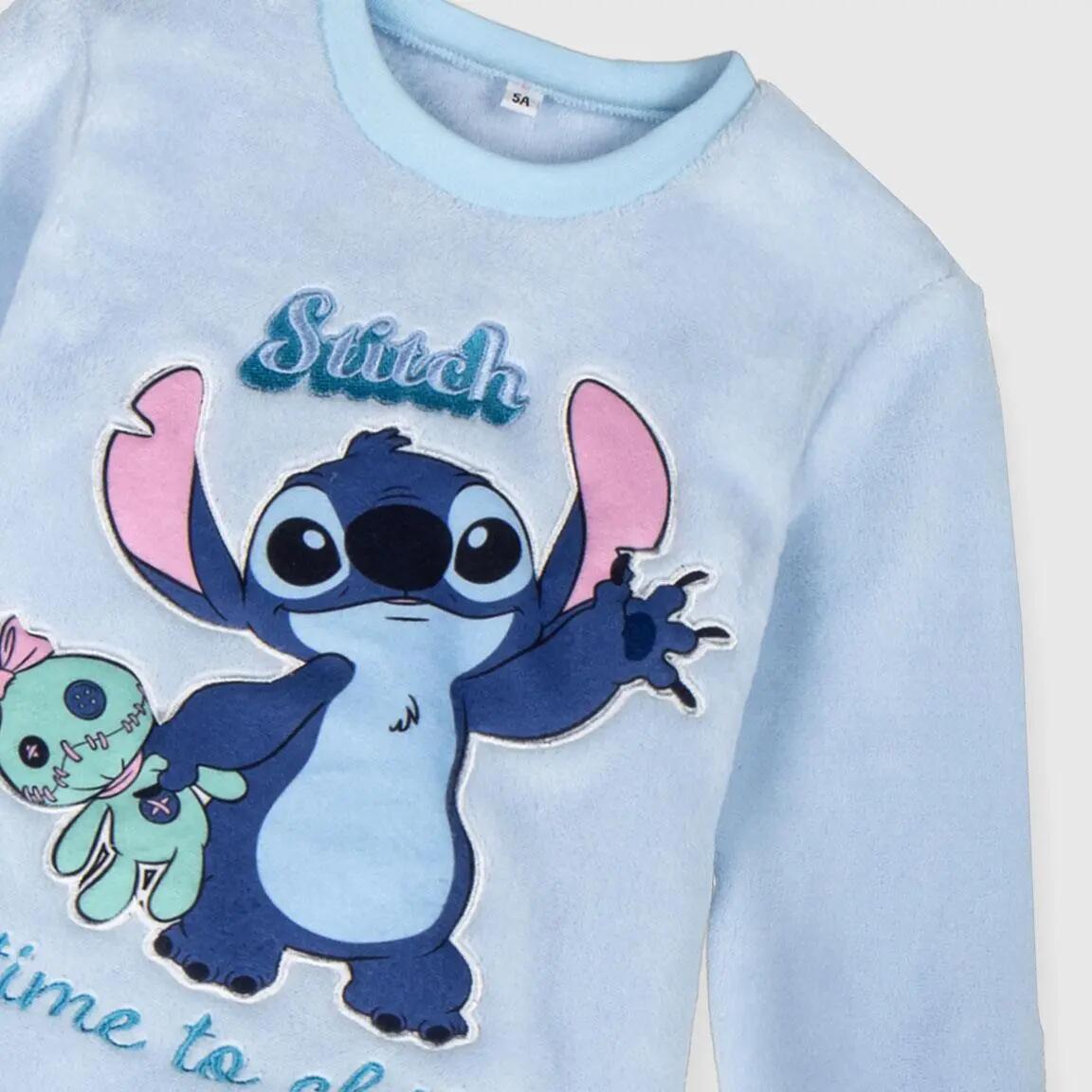 Pyjama Lang Kinder Stitch Tweedelig van Polyester Lichtblauw 3/4