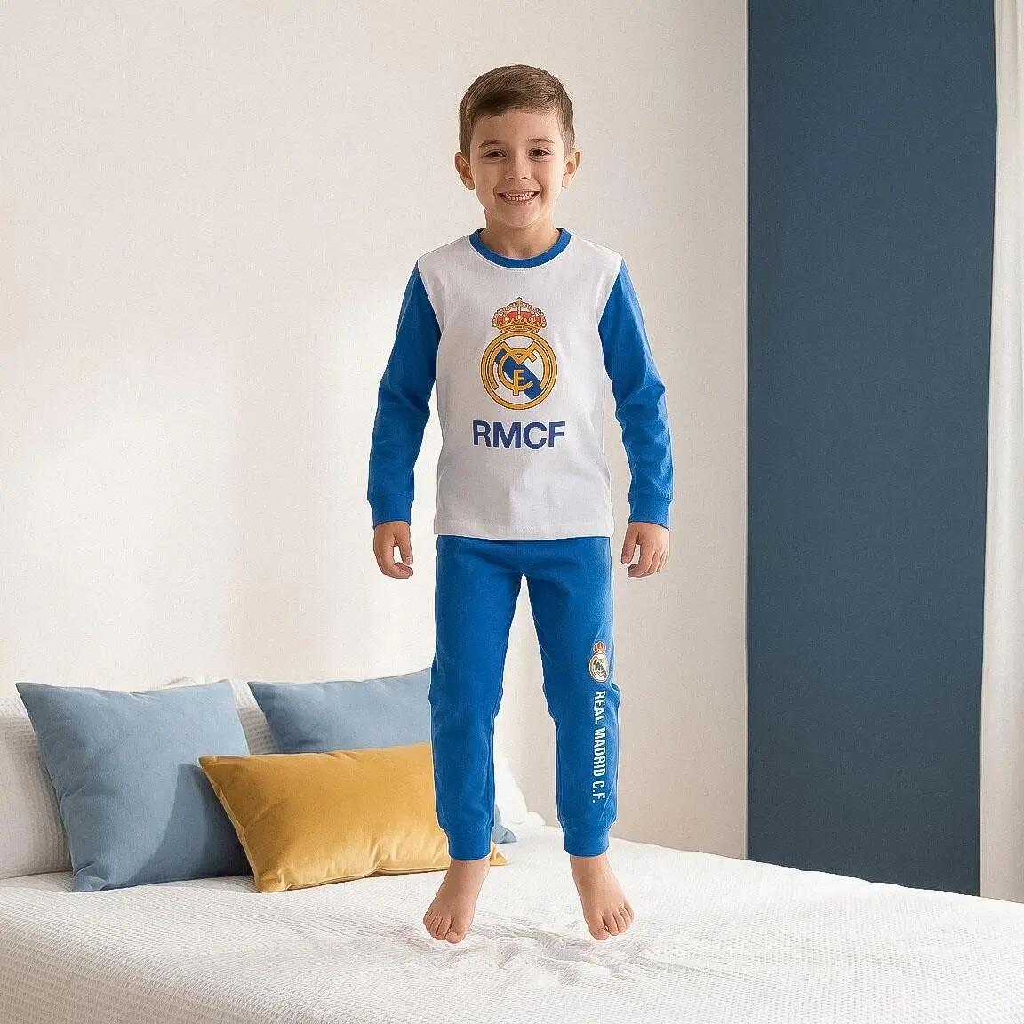 Pijama Largo Infantil Real Madrid de Dos Piezas de Algodón y Poliéster Blanco 6/6