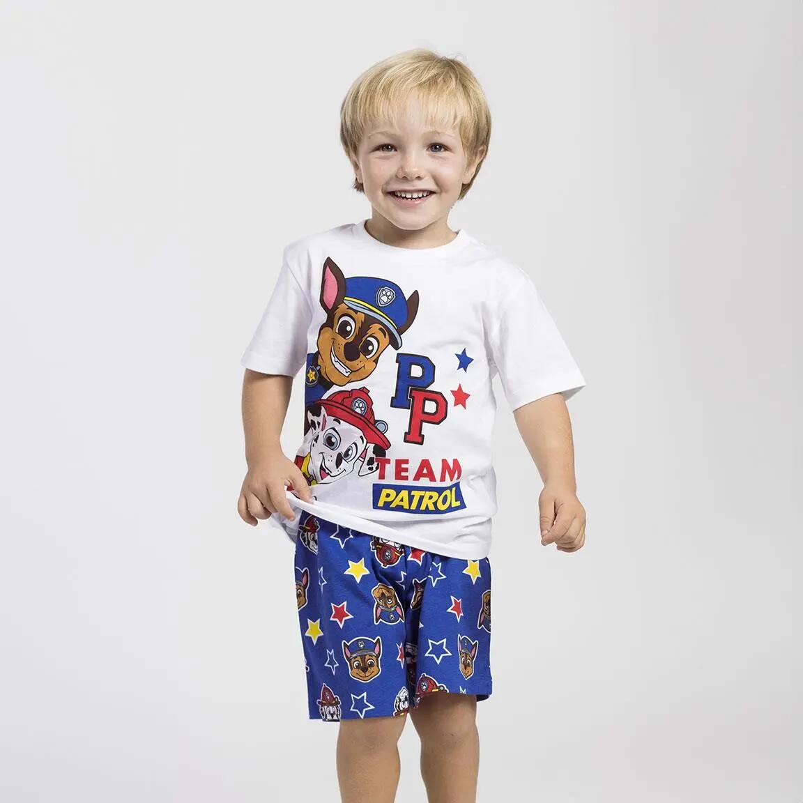 Pyjama Court Enfant Paw Patrol Deux Pièces en Coton Bleu 4/5