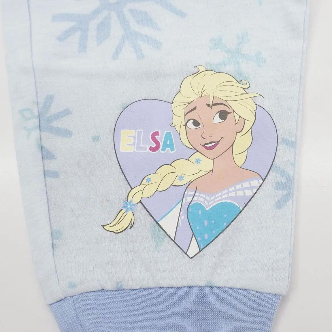 Pijama Largo Infantil Frozen de Dos Piezas de Algodón y Poliéster Azul Claro 3/6