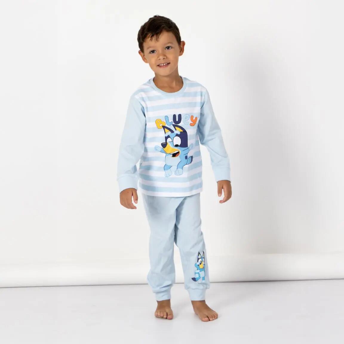 Pijama Comprido Infantil Bluey de Duas Peças de Algodão Azul Claro 3/6