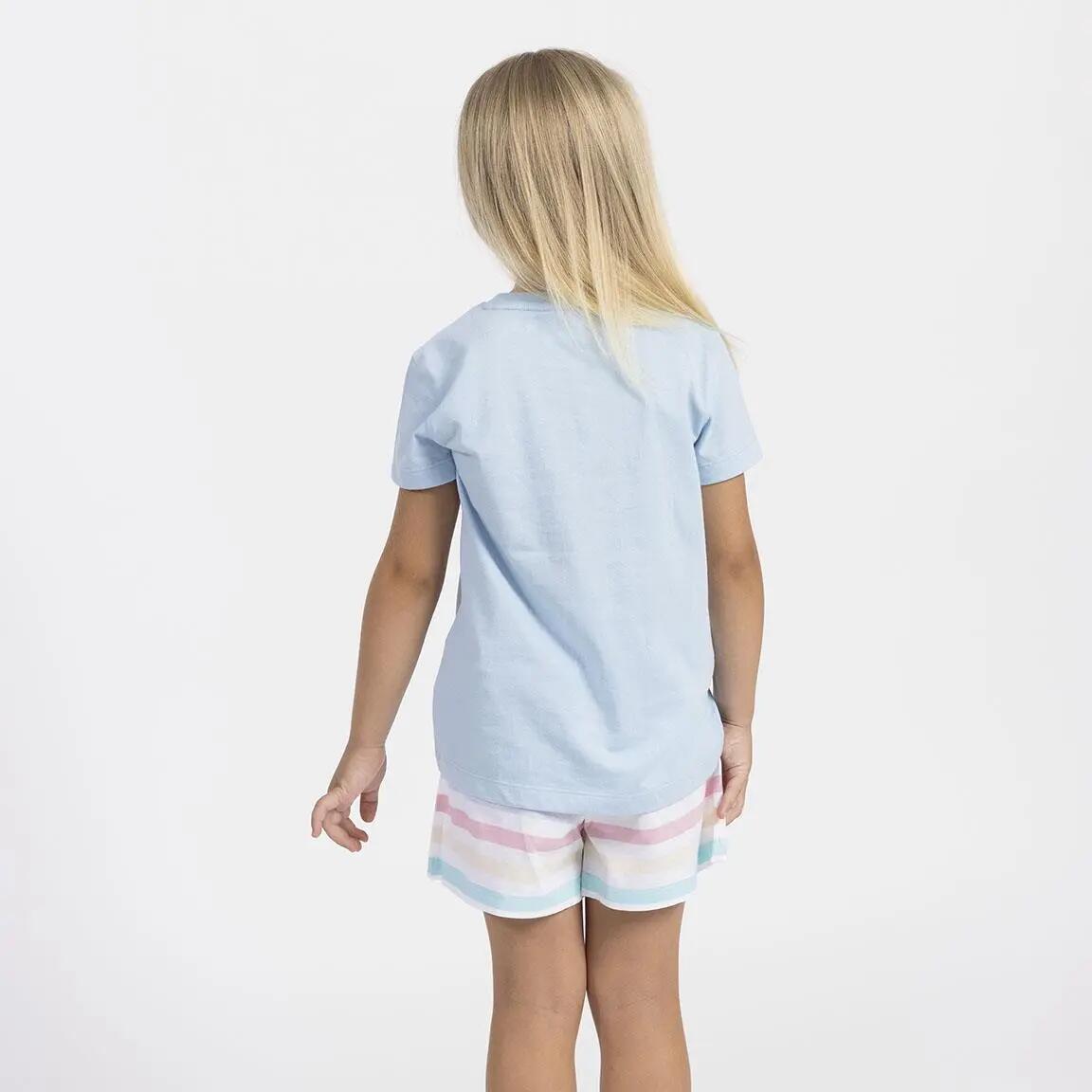 Pijama Corto Infantil Frozen de Dos Piezas de Algodón Azul Claro 3/5