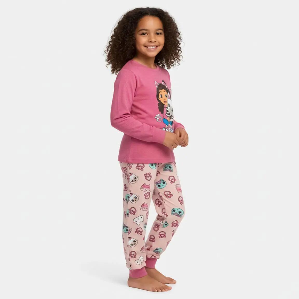 Pyjama Long Enfant Gabby's Dollhouse Deux Pièces en Coton et Polyester Rose 4/6