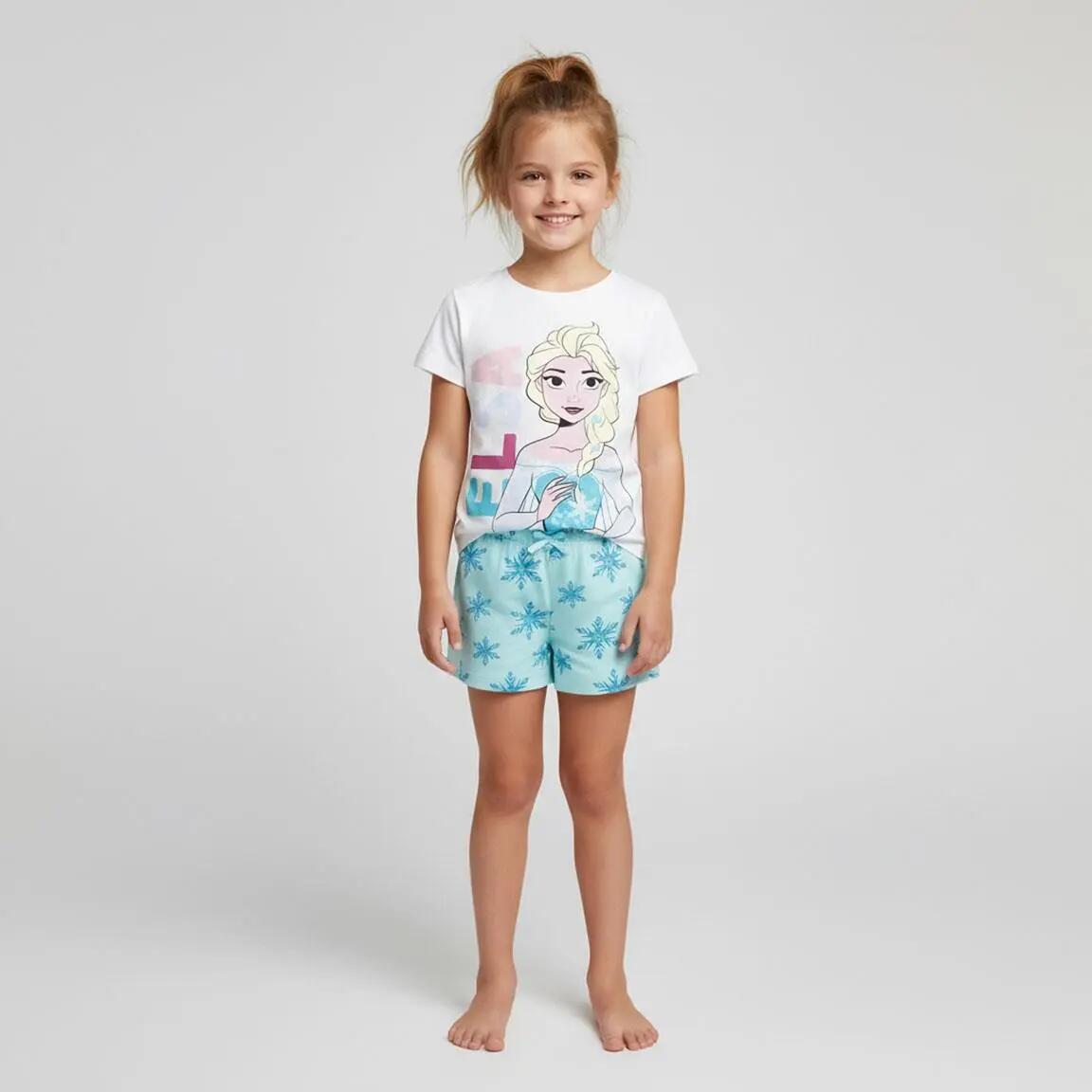 Pijama Corto Infantil Frozen de Dos Piezas de Algodón Blanco 5/6