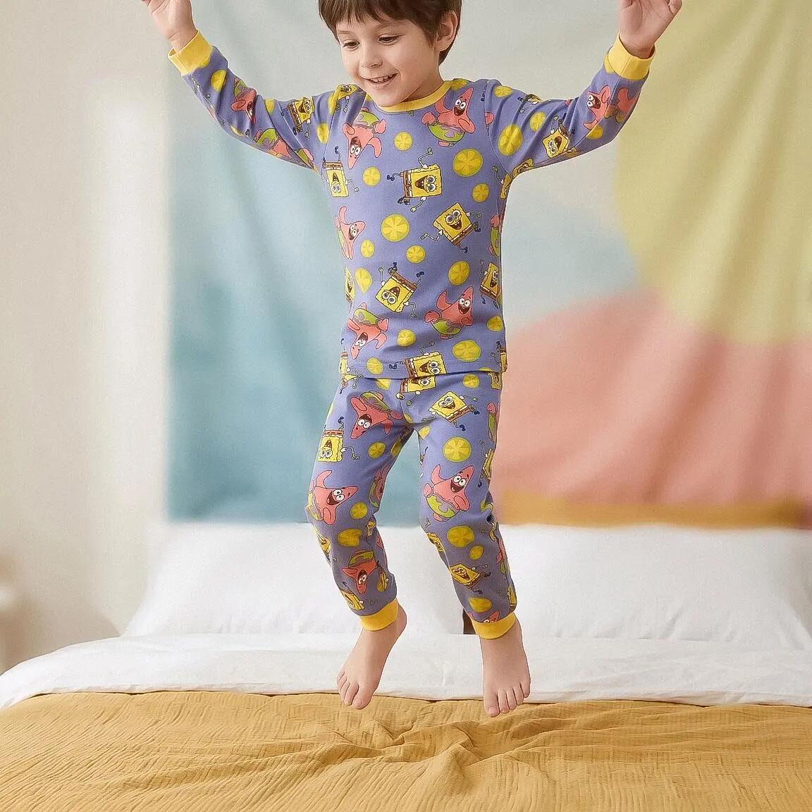 Pyjama Long Enfant Bob Esponja Deux Pièces en Polyester Bleu 6/6