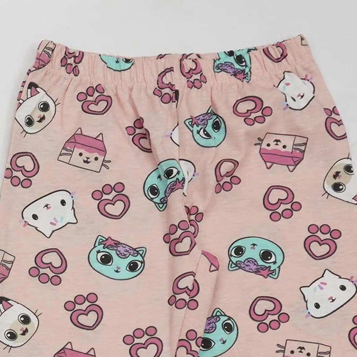 Pyjama Long Enfant Gabby's Dollhouse Deux Pièces en Coton et Polyester Rose 3/6