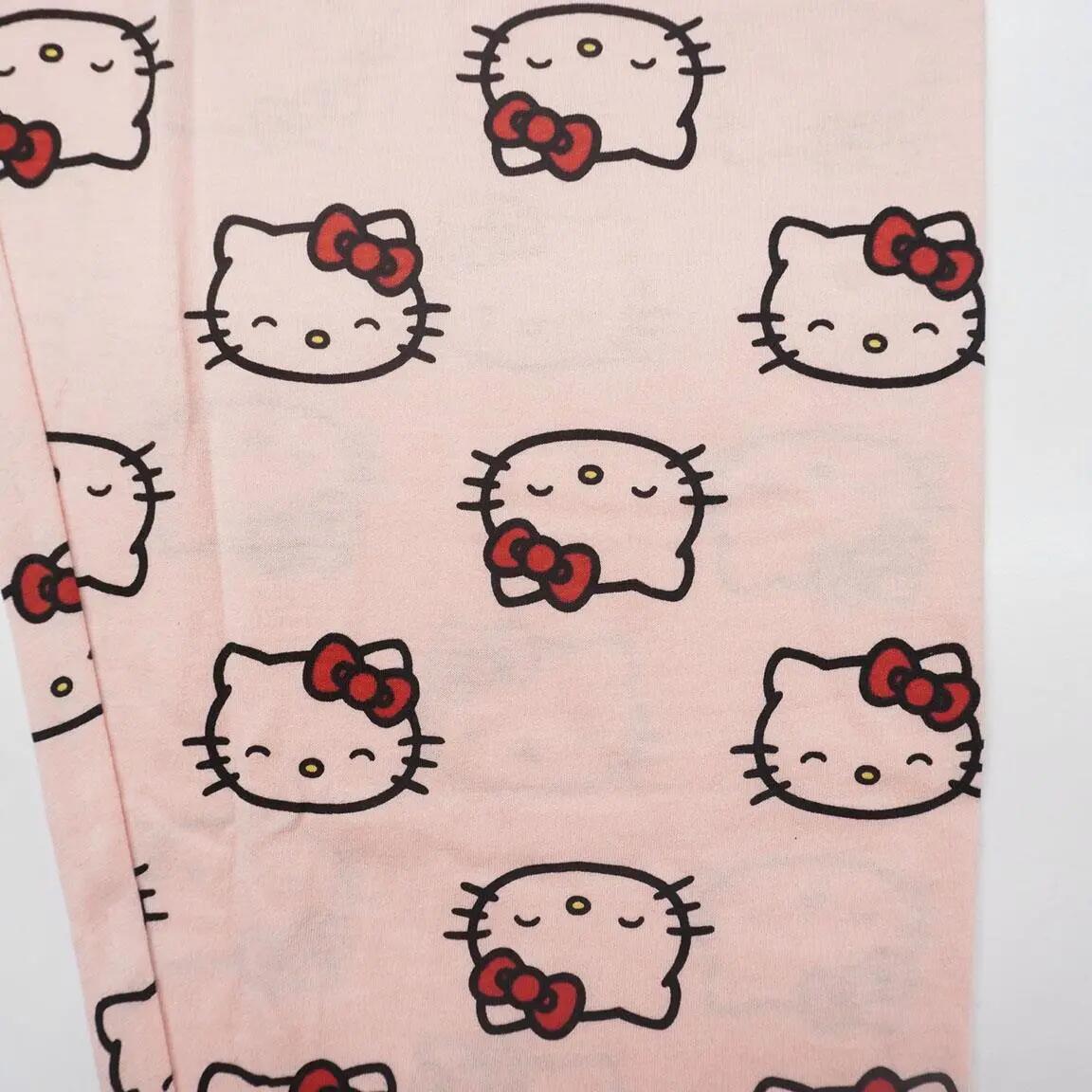 Pyjama Lang Volwassenen Hello Kitty Tweedelig van Katoen en Polyester Roze 4/6