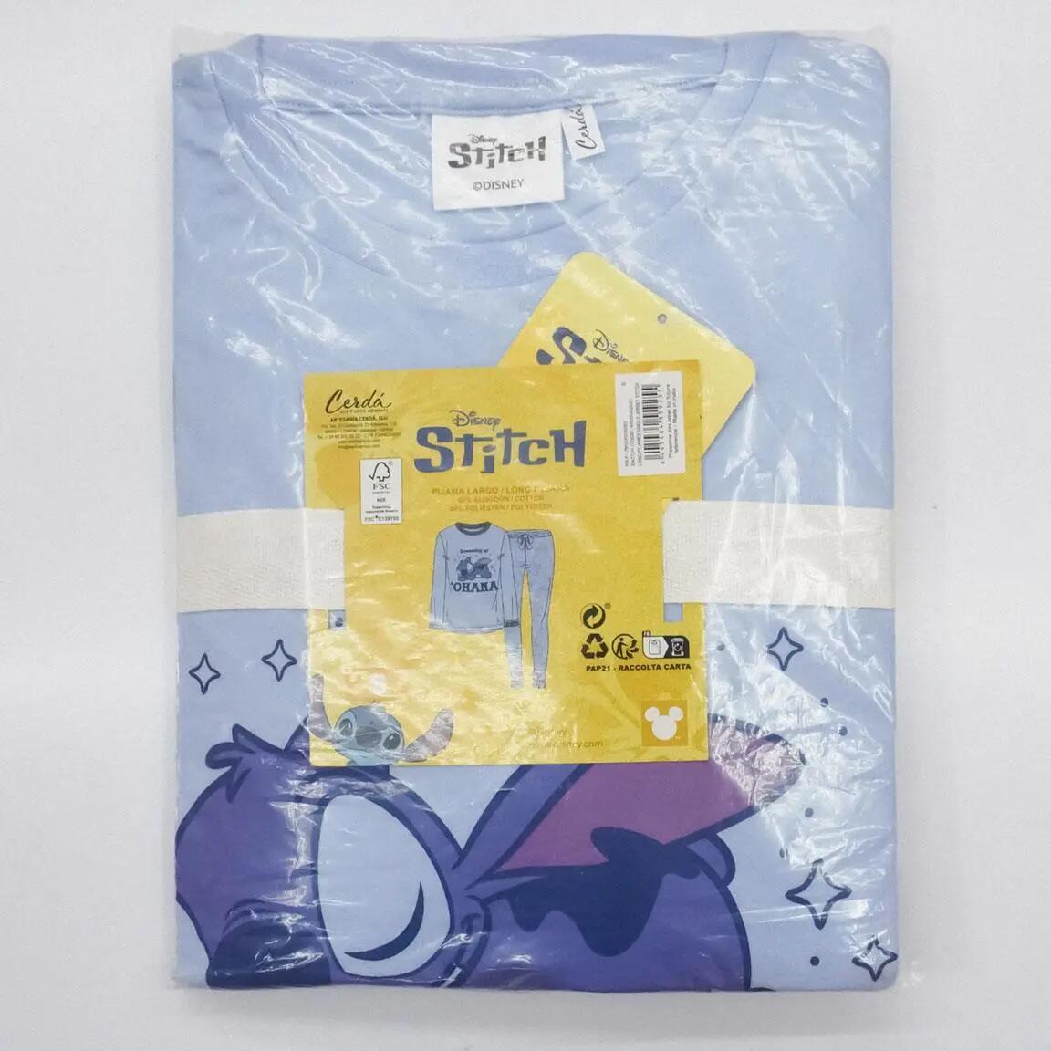Pigiama Lungo Adulto Stitch Due Pezzi in Cotone e Poliestere Azzurro 6/6