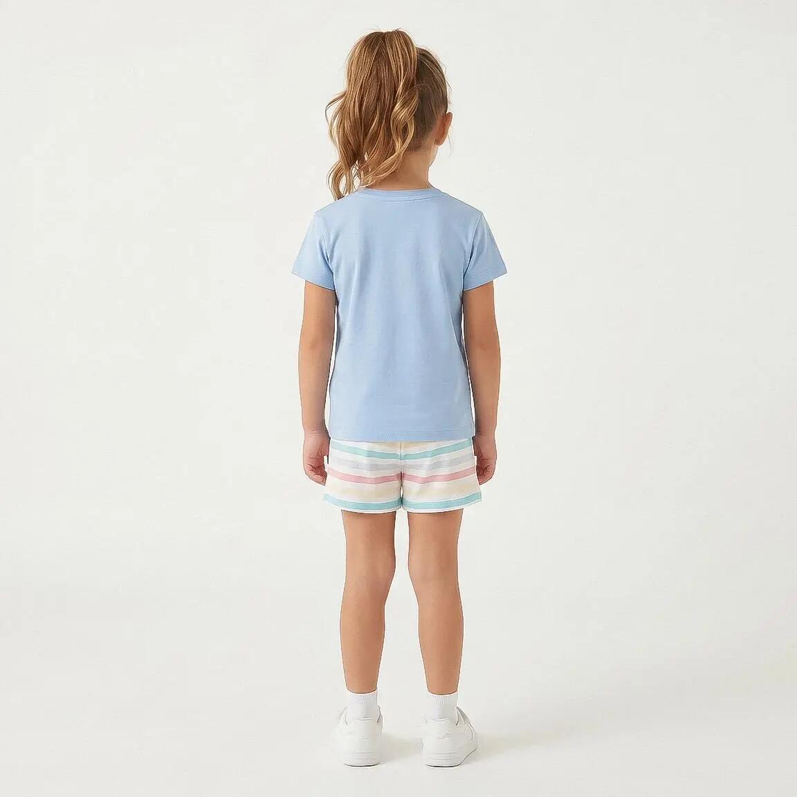 Pijama Corto Infantil Frozen de Dos Piezas de Algodón Azul Claro 4/5