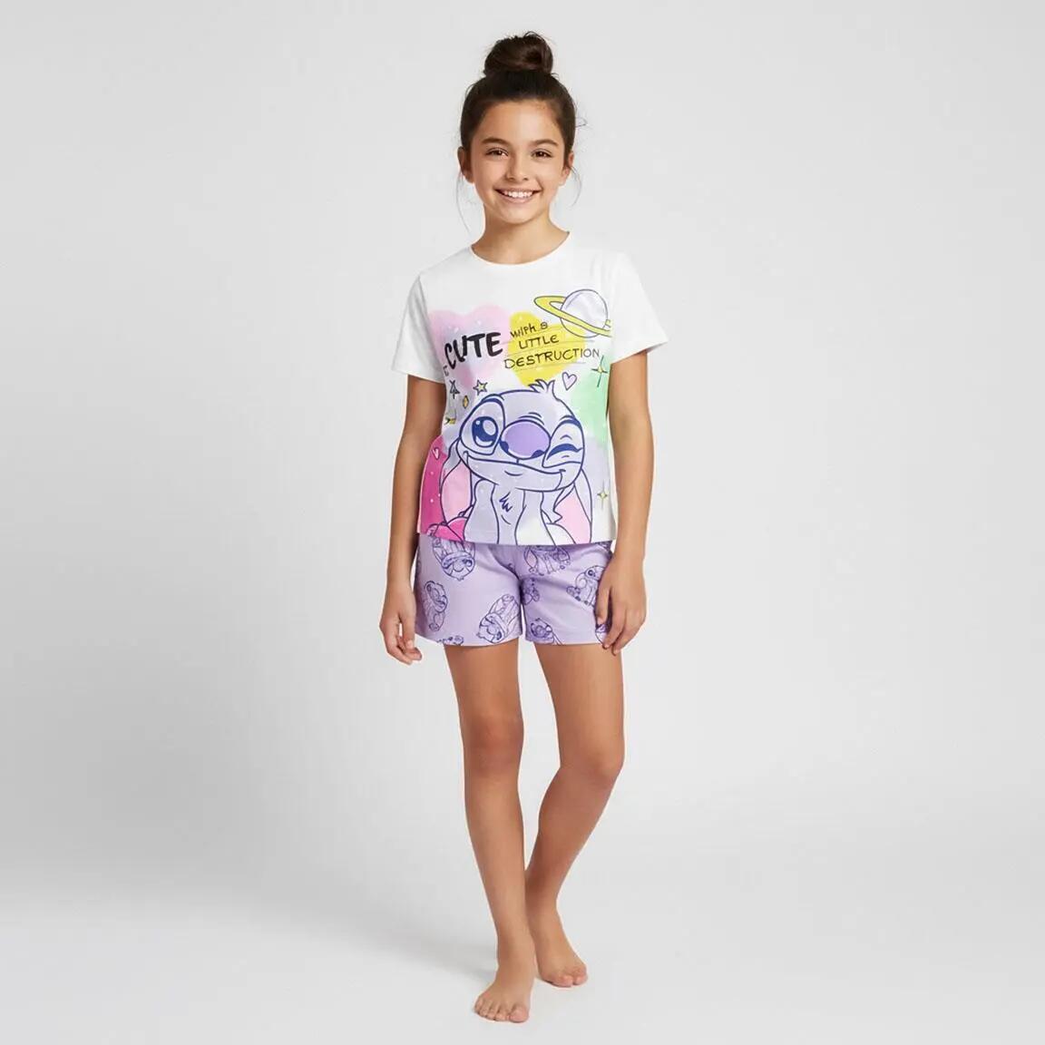 Pyjama Kort Kinder Stitch Tweedelig van Katoen Lila 5/6