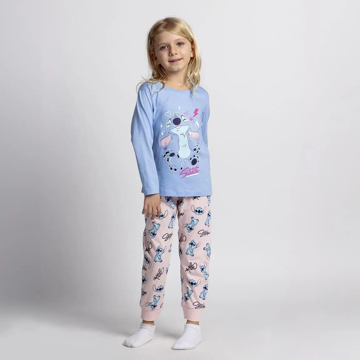 Pyjama Lang Kinder Stitch Tweedelig van Katoen Blauw 4/6
