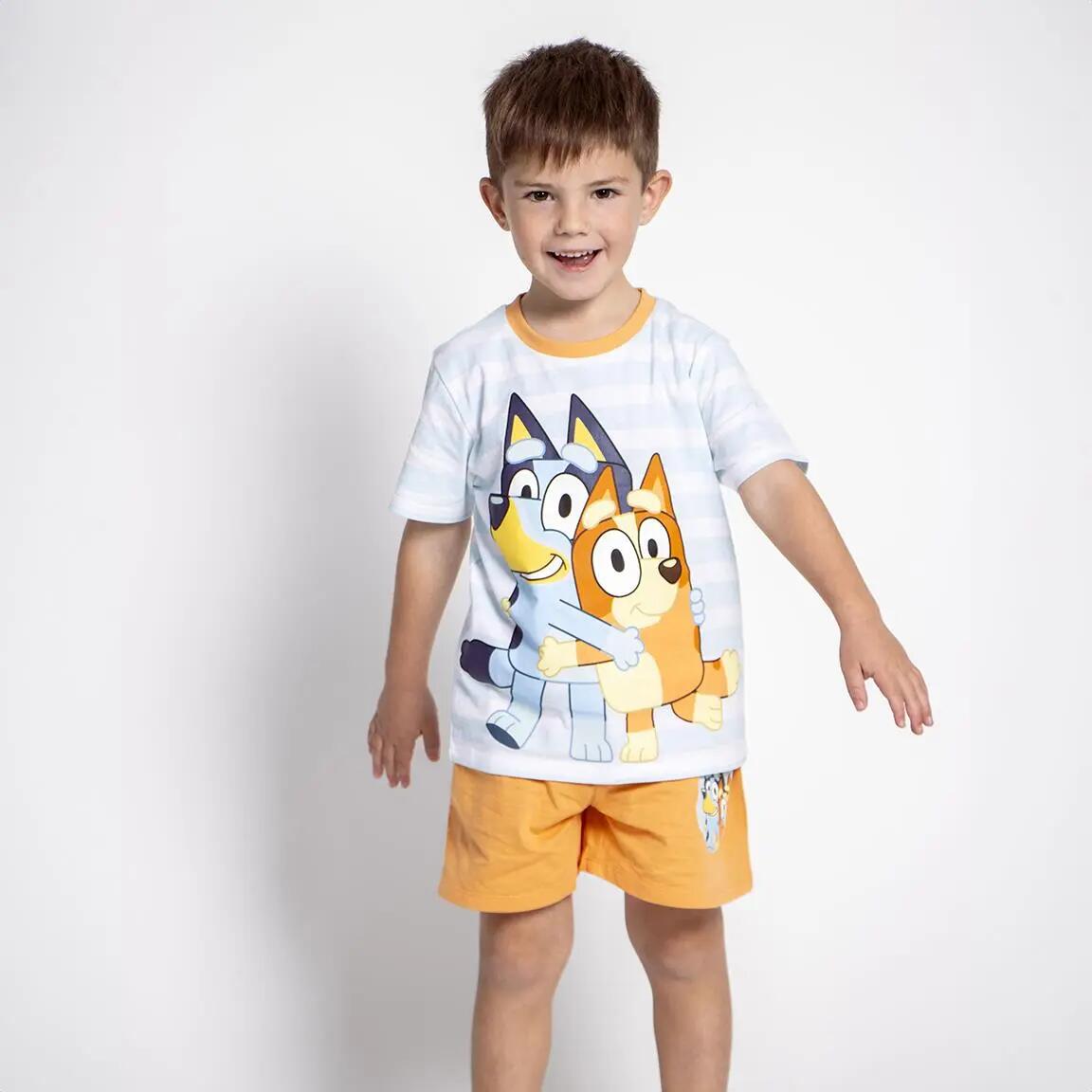 Pijama Corto Infantil Bluey de Dos Piezas de Algodón Azul Claro 5/6