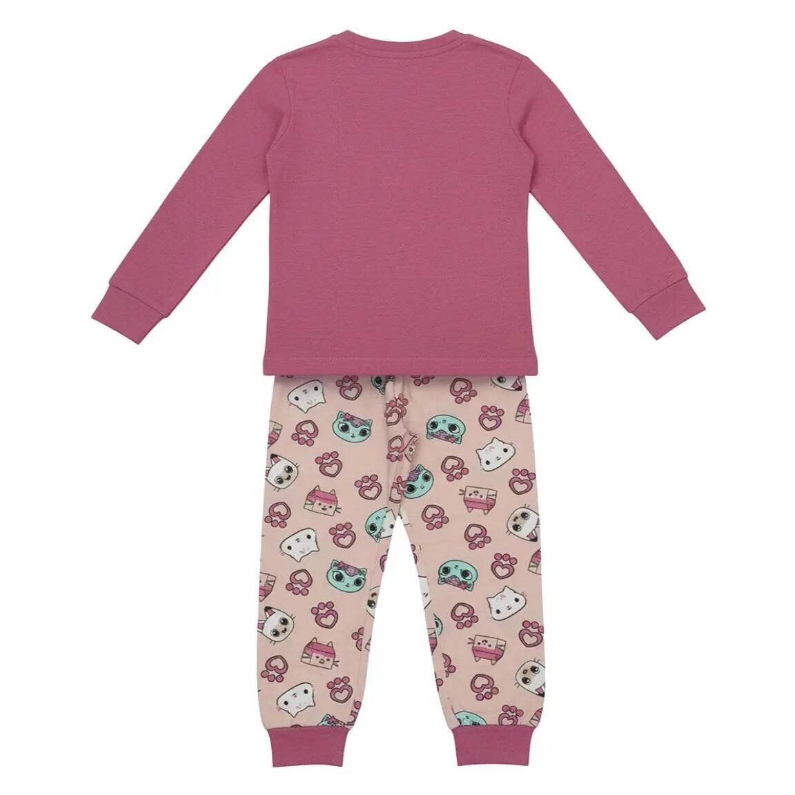 Pyjama Long Enfant Gabby's Dollhouse Deux Pièces en Coton et Polyester Rose 2/6