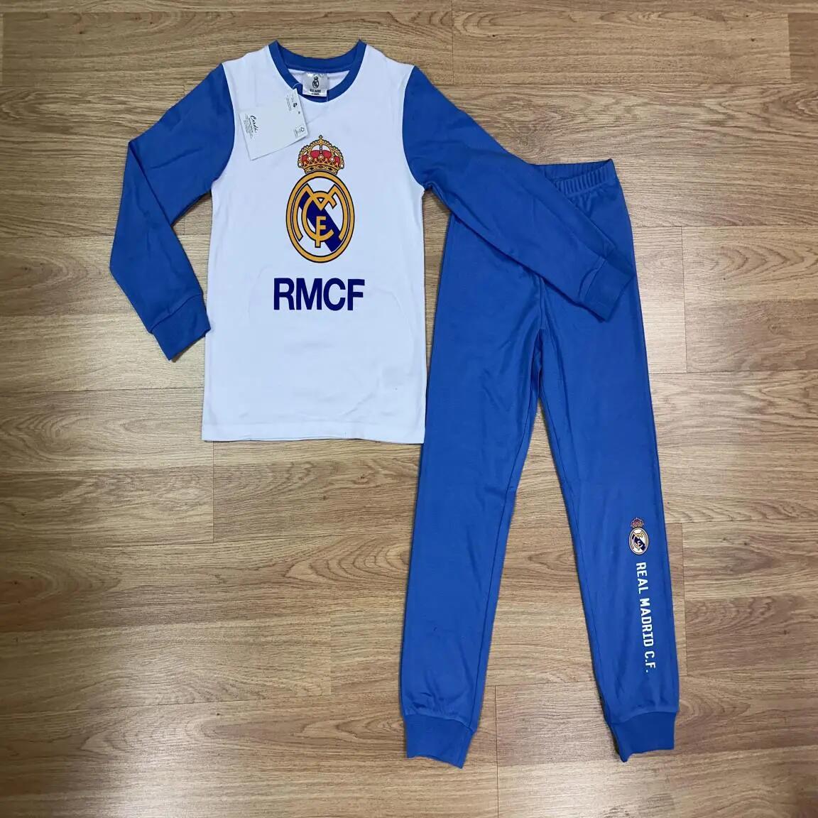 Pijama Largo Infantil Real Madrid de Dos Piezas de Algodón y Poliéster Blanco 3/6