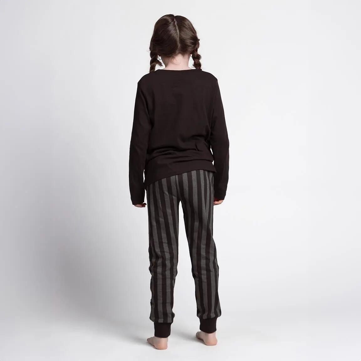 Pijama Comprido Infantil Wednesday de Duas Peças de Algodão Cinzento Escuro 5/6