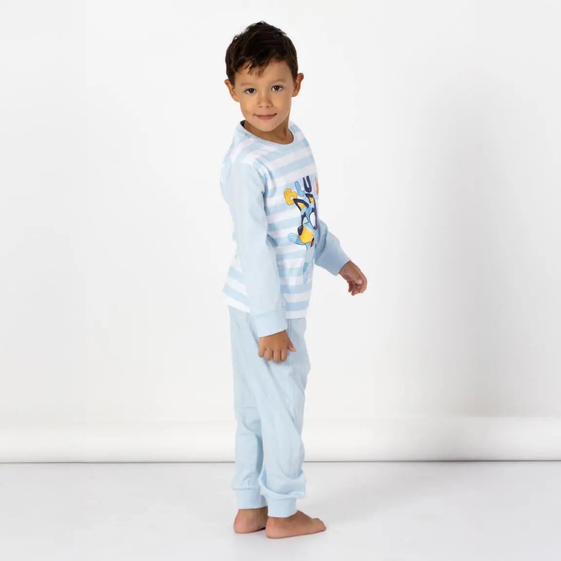 Pijama Comprido Infantil Bluey de Duas Peças de Algodão Azul Claro 4/6