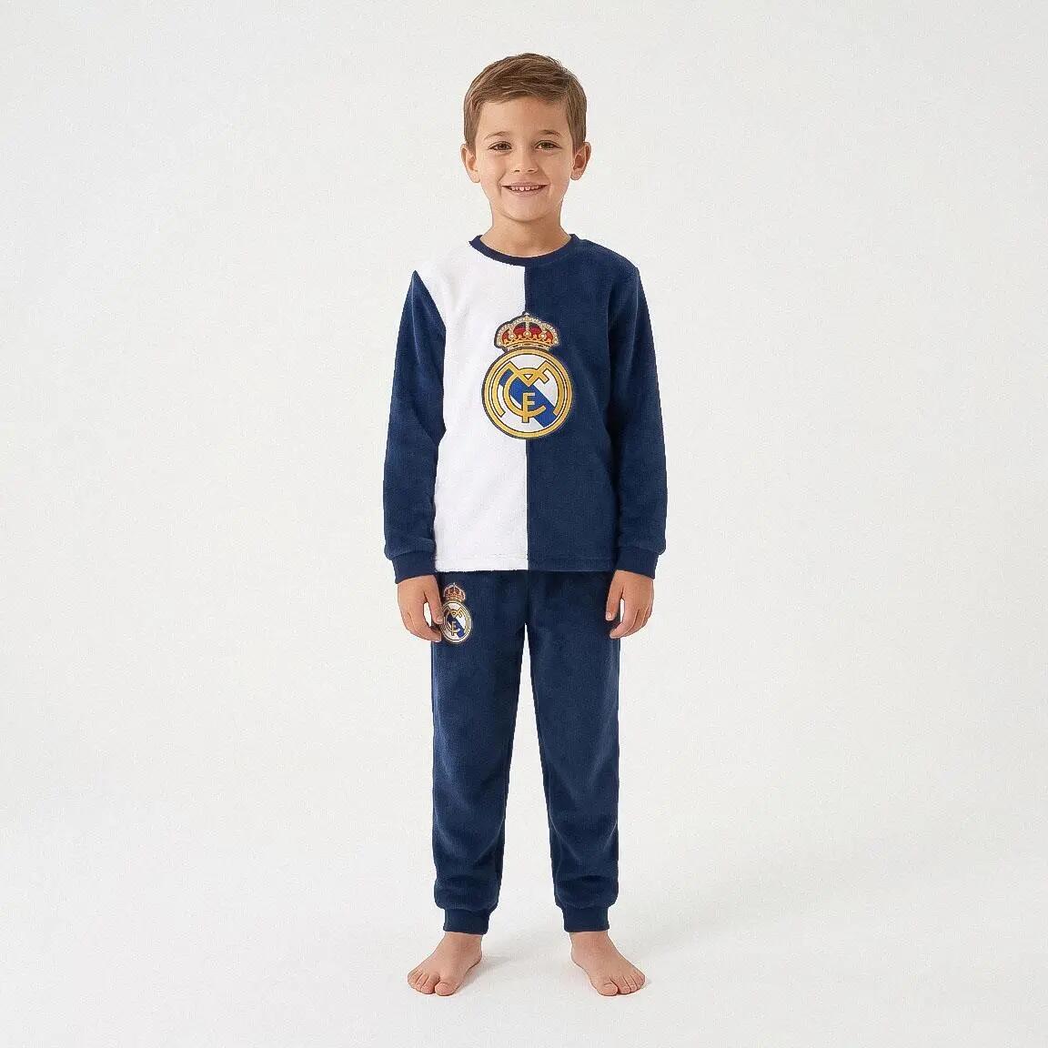 Pijama Largo Infantil Real Madrid de Dos Piezas de Poliéster Azul Marino 4/6