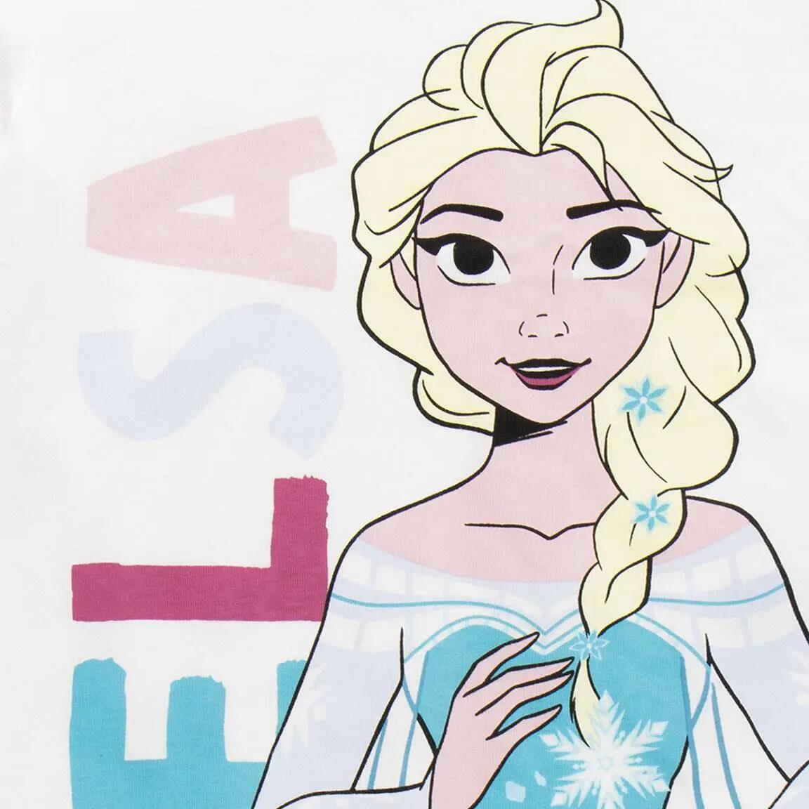 Pijama Corto Infantil Frozen de Dos Piezas de Algodón Blanco 3/6