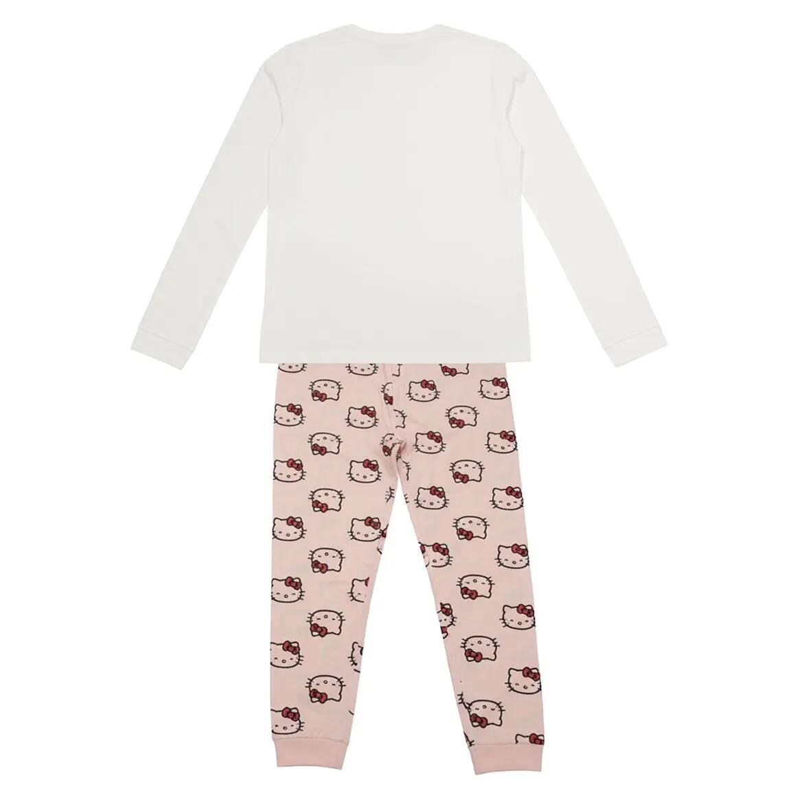 Pyjama Lang Volwassenen Hello Kitty Tweedelig van Katoen en Polyester Roze 2/6