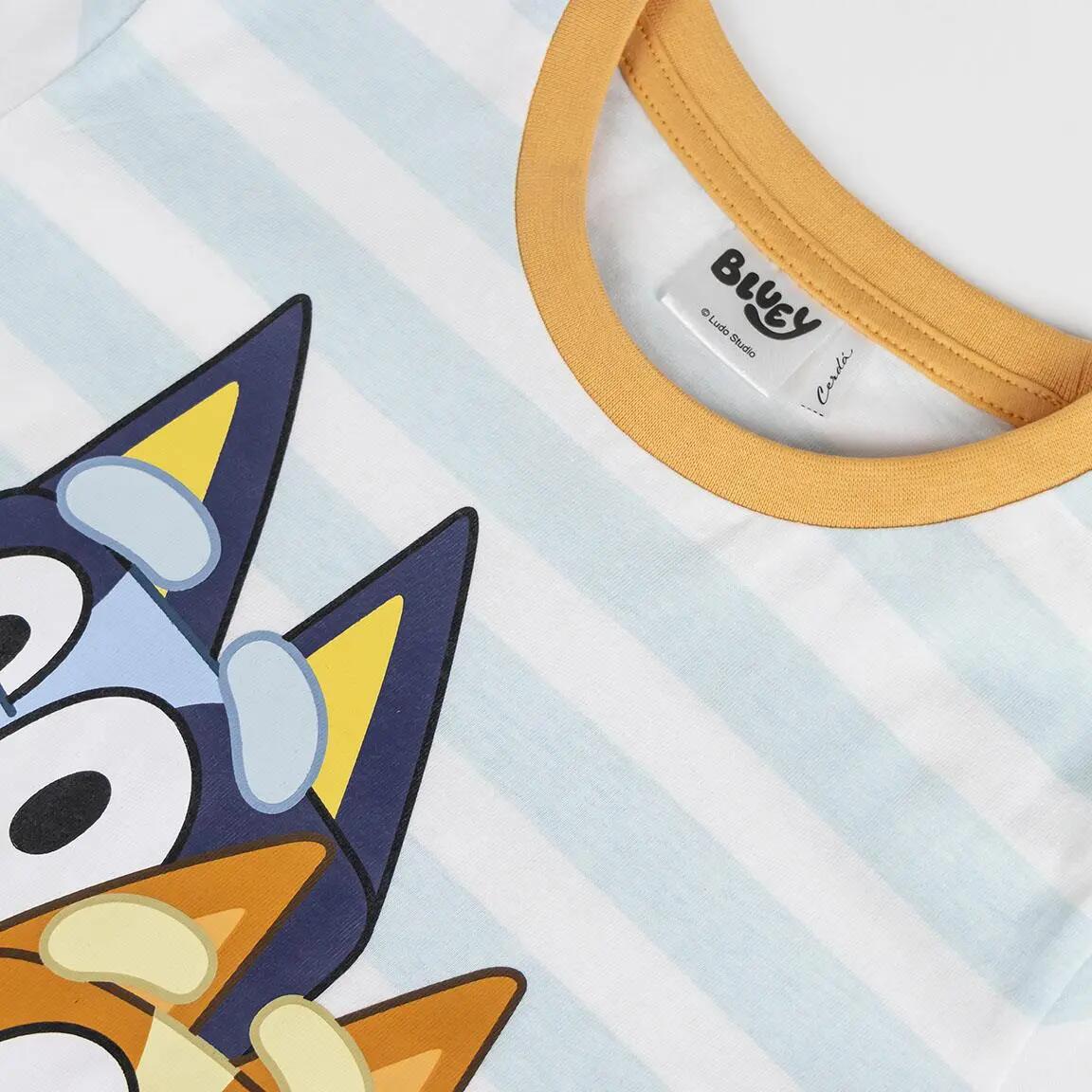 Pijama Corto Infantil Bluey de Dos Piezas de Algodón Azul Claro 3/6