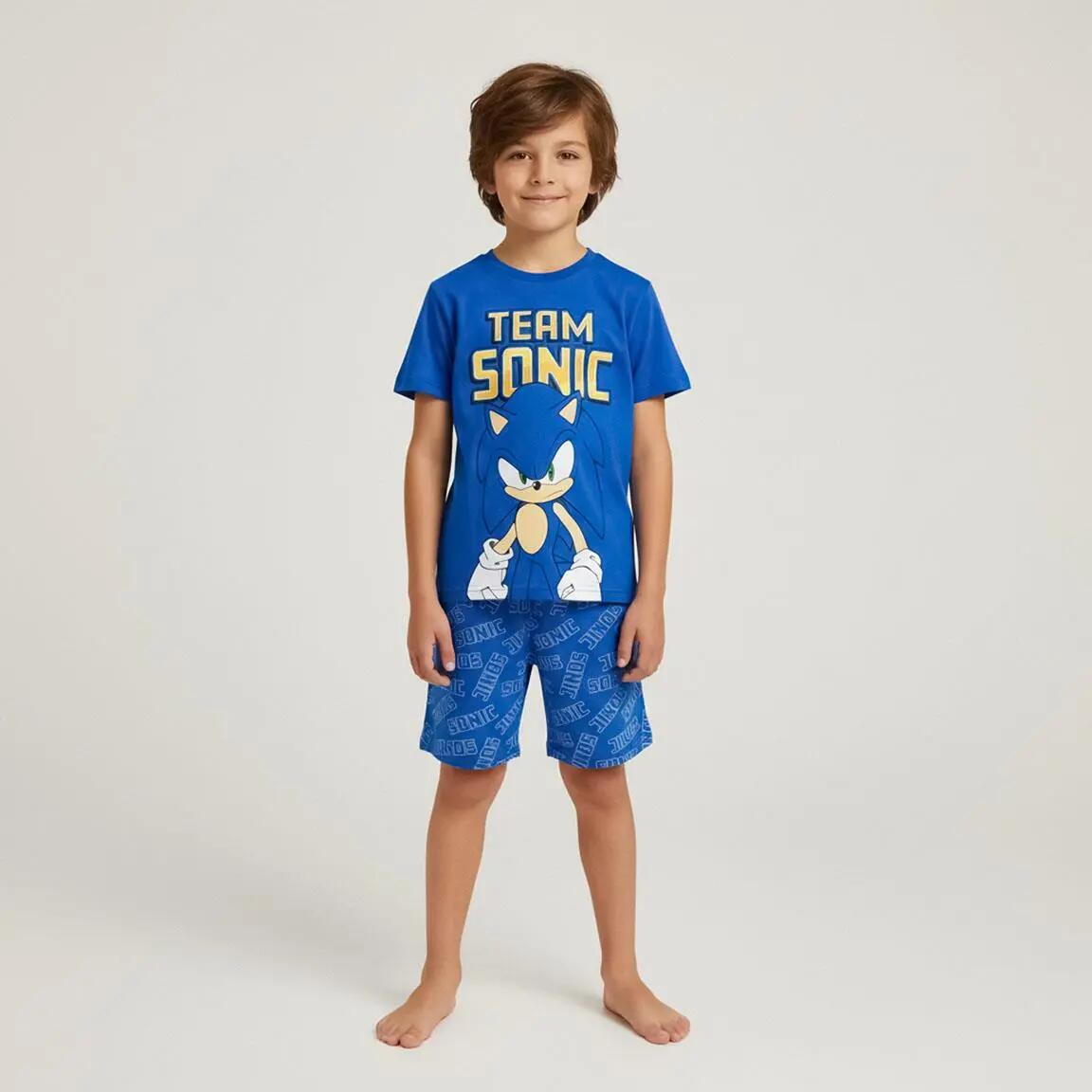Schlafanzug Kurz Kinder Sonic Zweiteilig aus Baumwolle Blau 5/6