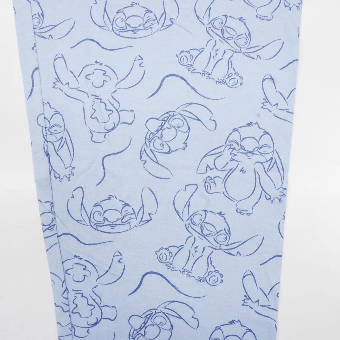 Pigiama Lungo Adulto Stitch Due Pezzi in Cotone e Poliestere Azzurro 3/6