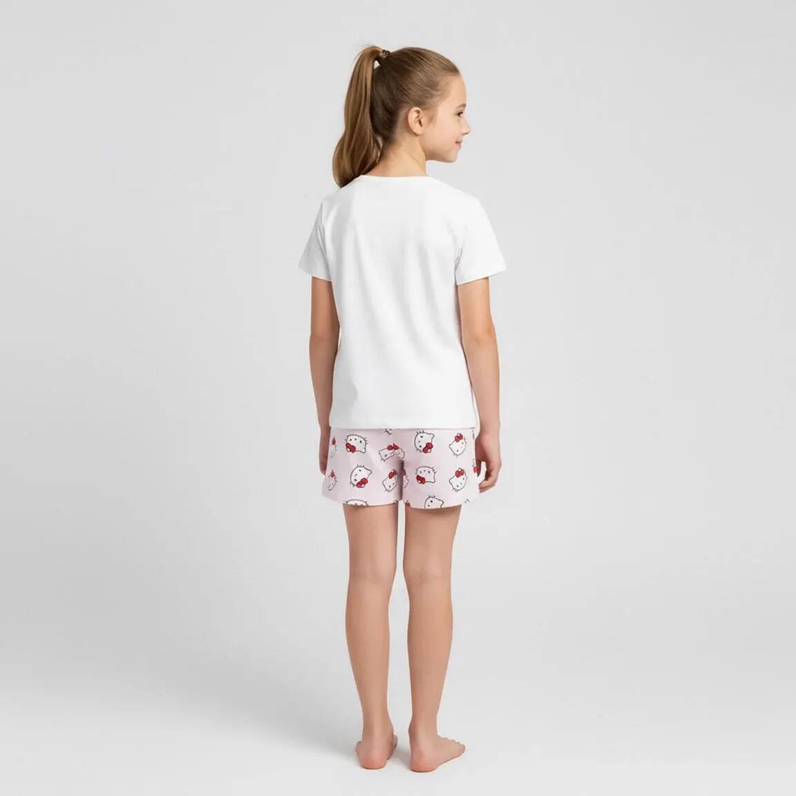 Pyjama Court Enfant Hello Kitty Deux Pièces en Coton Blanc 6/6