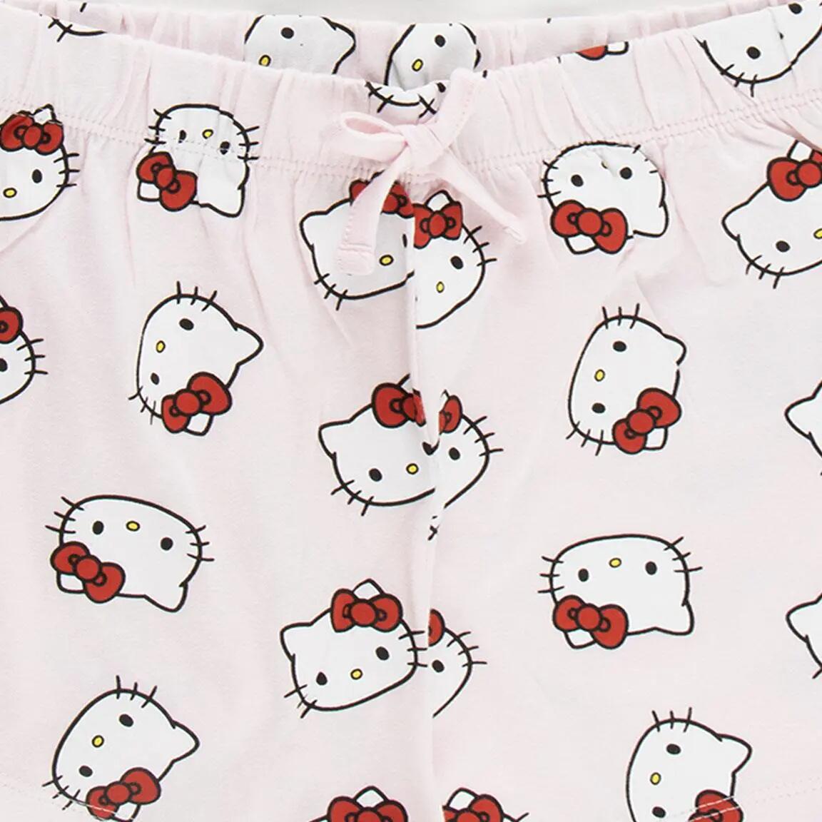 Pyjama Court Enfant Hello Kitty Deux Pièces en Coton Blanc 4/6